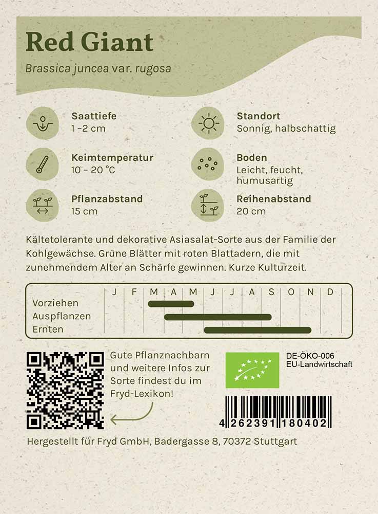 Artikelbild 2 von "Fryd BIO Asia-Salat Blattsenf Red Giant" aus der Kategorie Asiasalatsamen