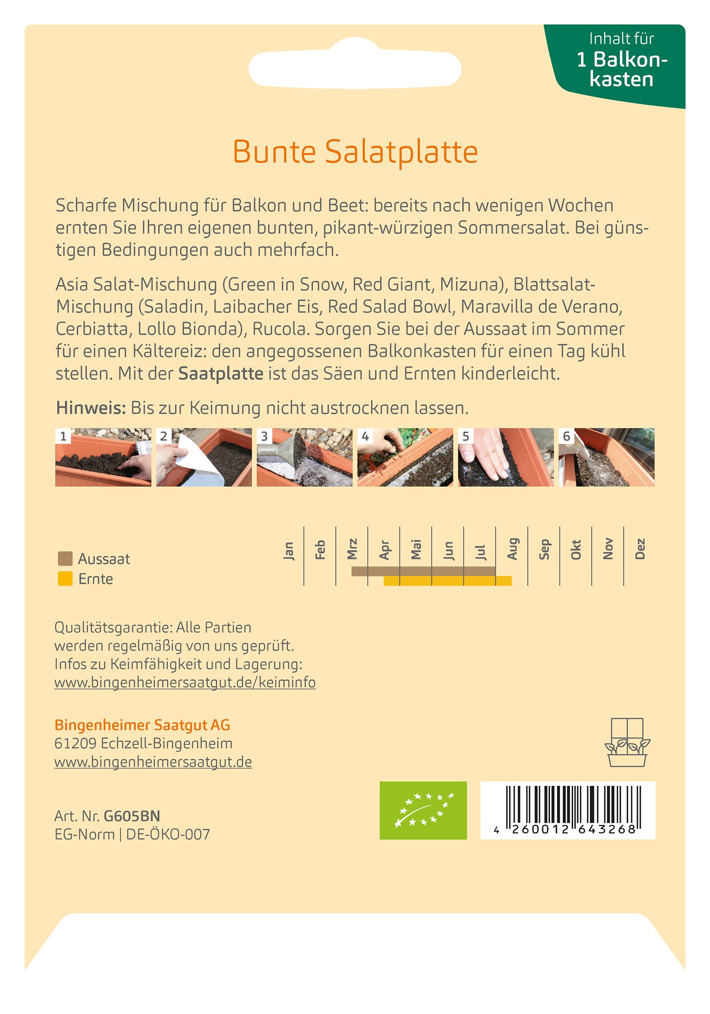 Artikelbild 2 von "BIO Bunte Salatplatte Saatplatte" aus der Kategorie Salatsamen