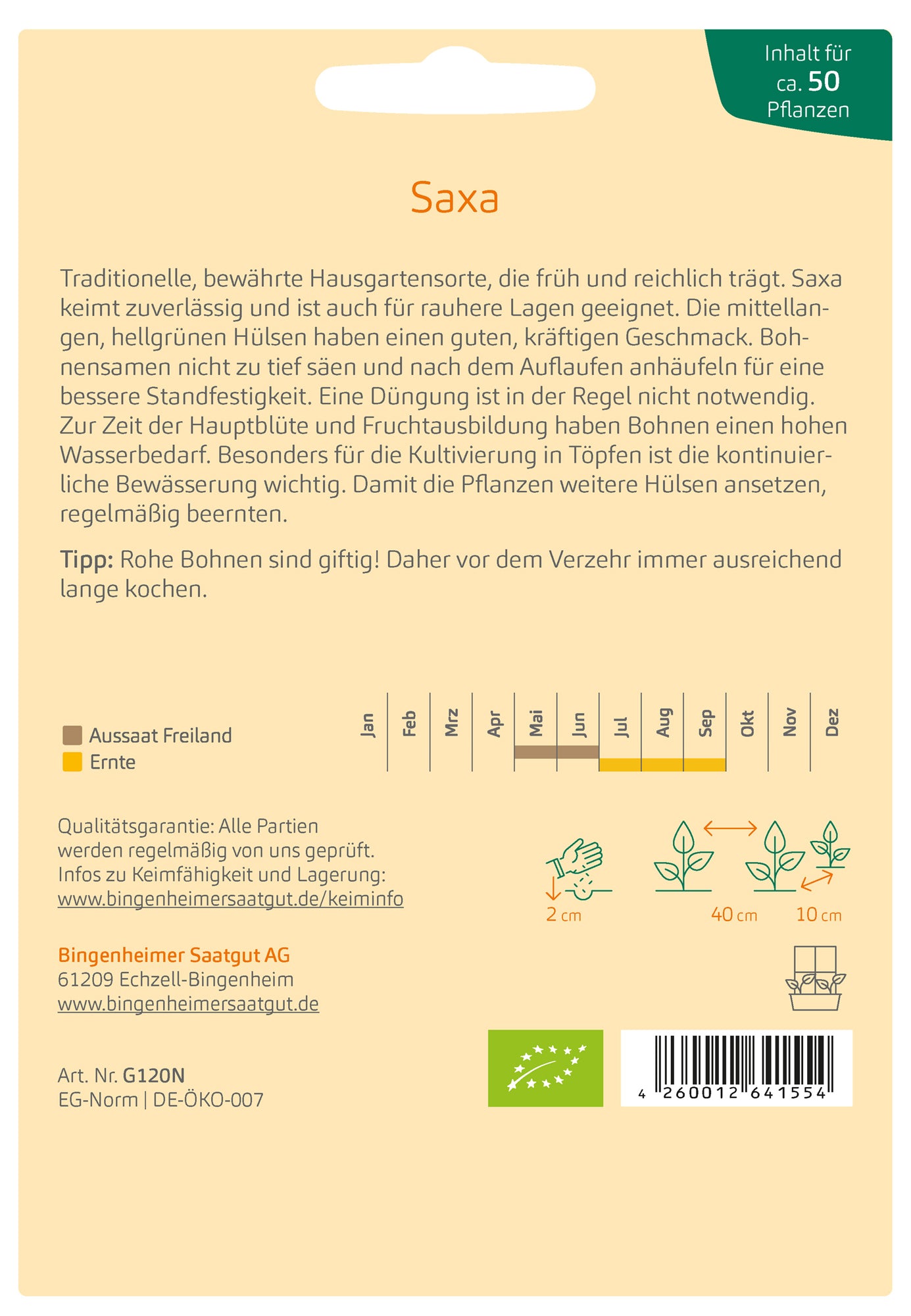Artikelbild 2 von "BIO Buschbohne Saxa" aus der Kategorie Buschbohnensamen