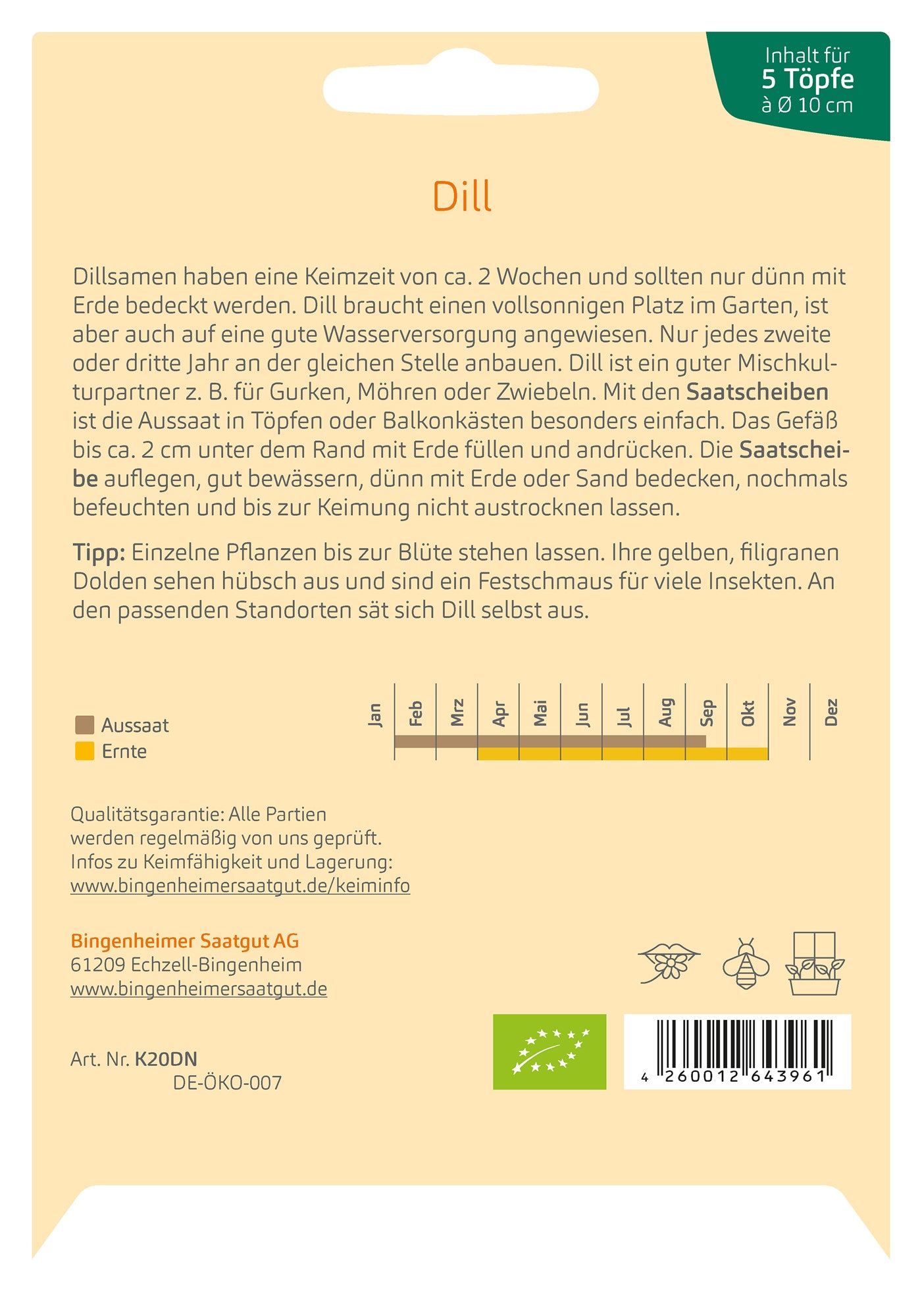 Artikelbild 2 von "BIO Dill Saatscheiben" aus der Kategorie Dillsamen