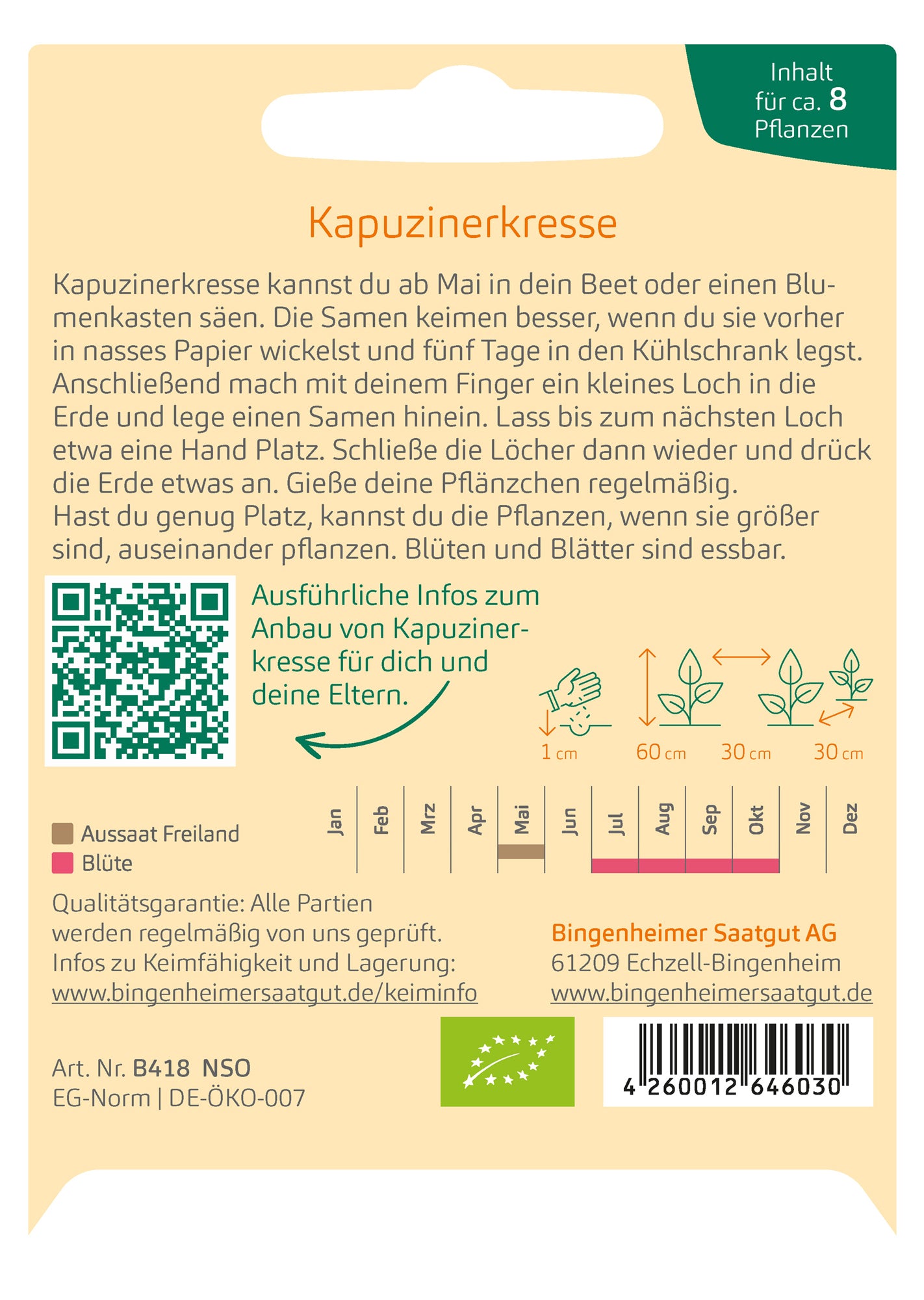 Artikelbild 2 von "BIO KinderKollektion - Kapuzinerkresse (nicht rankend)"