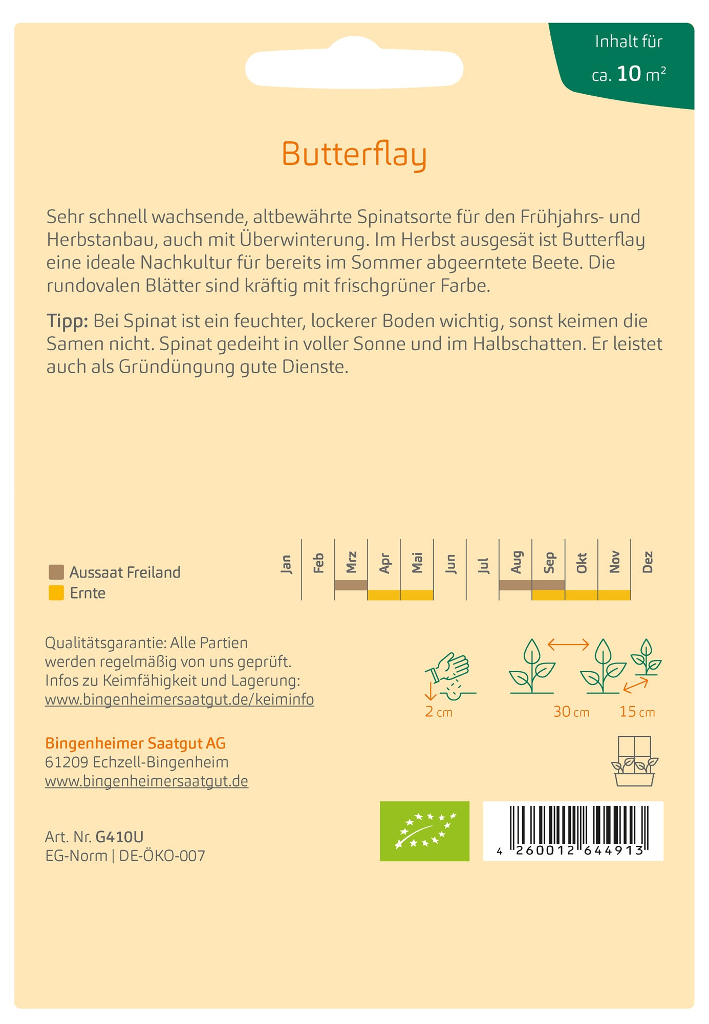 Artikelbild 2 von "BIO Spinat Butterflay" aus der Kategorie Spinatsamen