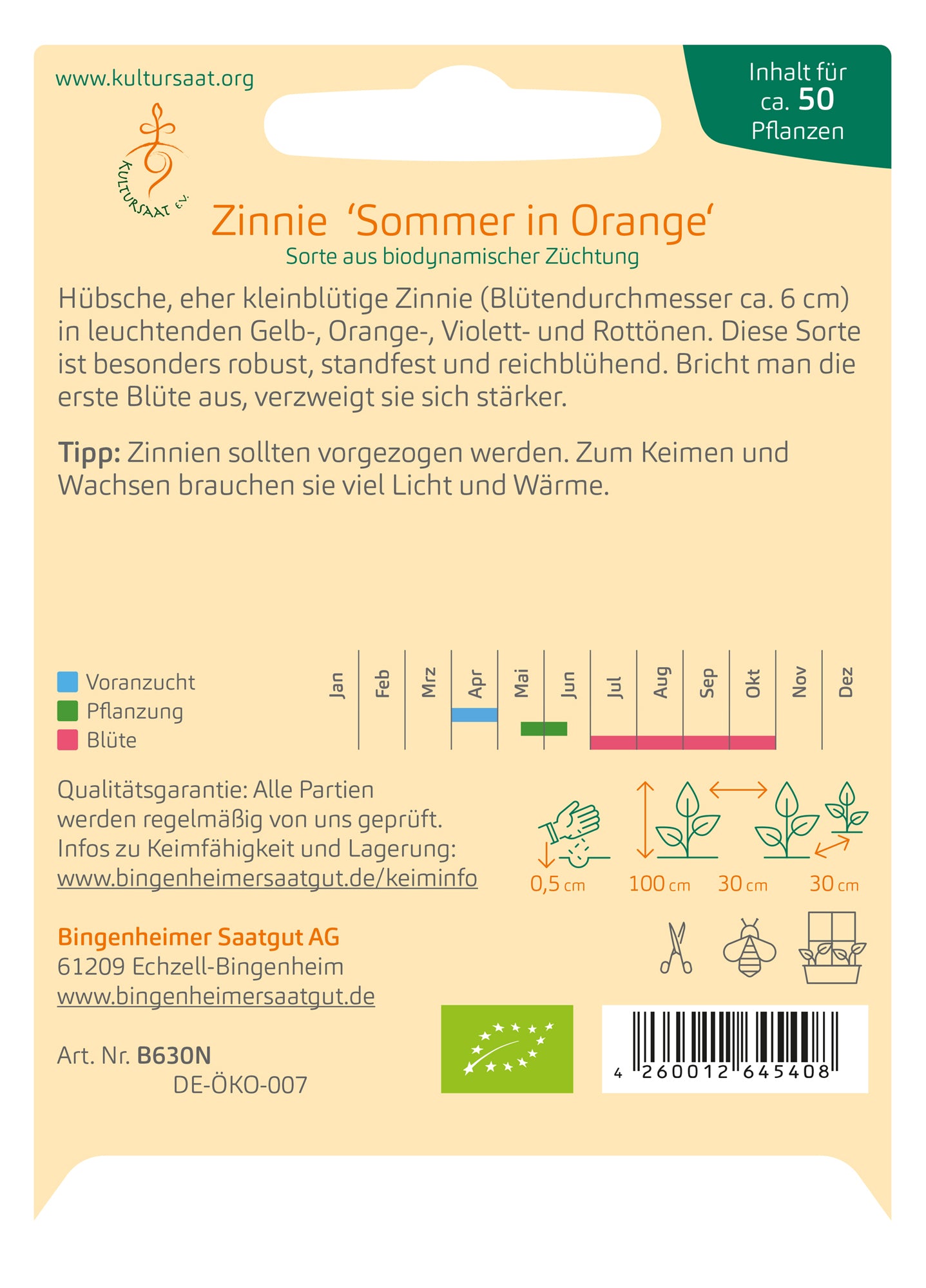 Artikelbild 2 von "BIO Zinnie `Sommer in Orange`" aus der Kategorie Zinniensamen