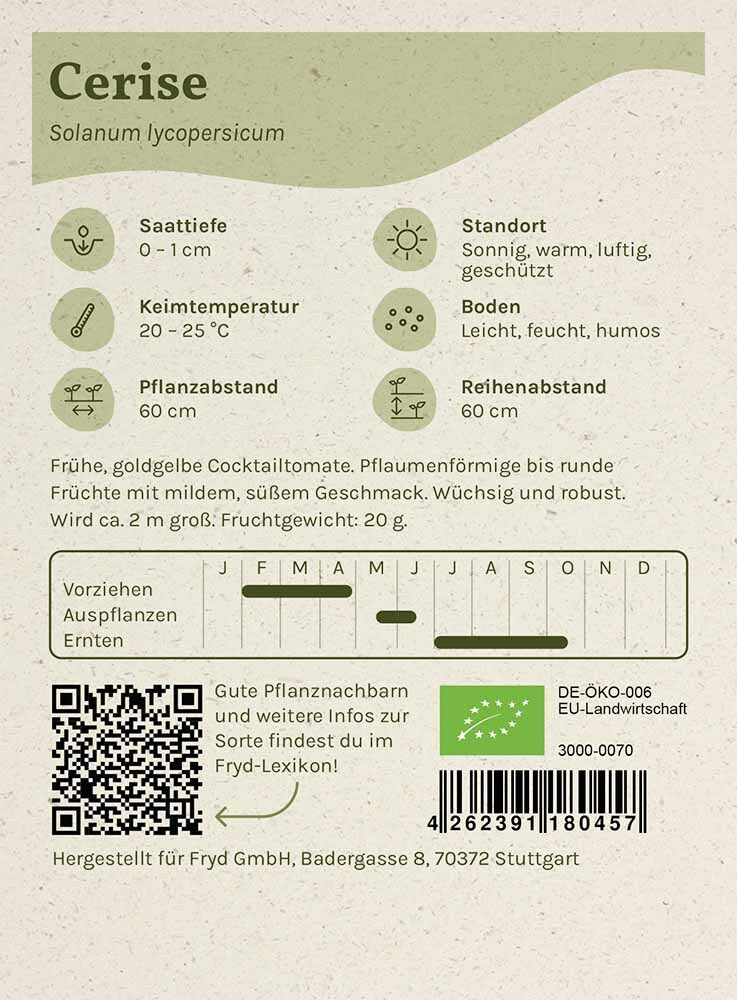 Artikelbild 2 von "Fryd BIO Cocktailtomate Cerise" aus der Kategorie Tomatensamen