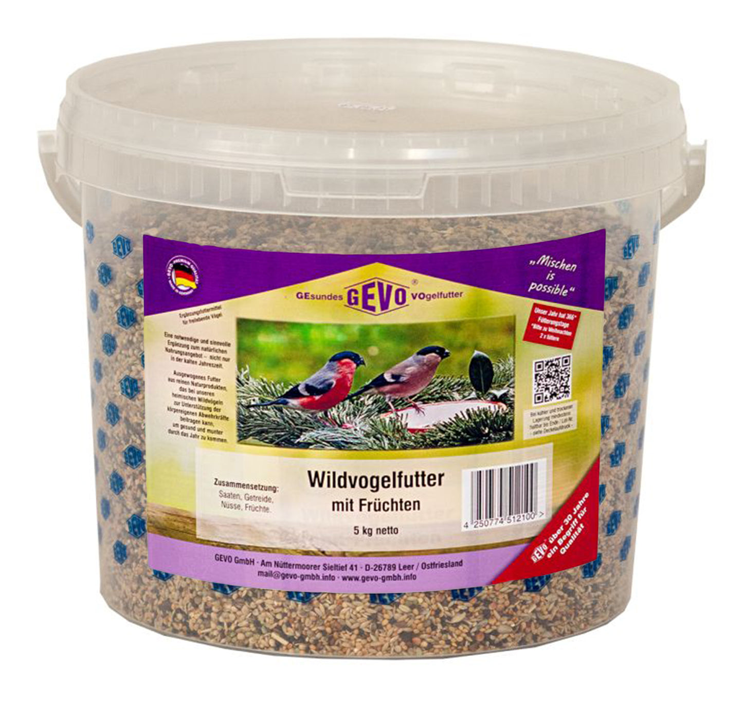 Artikelbild 1 von "Wildvogelfutter mit Früchten (5 kg im Eimer)" aus der Kategorie Wildvogelfutter