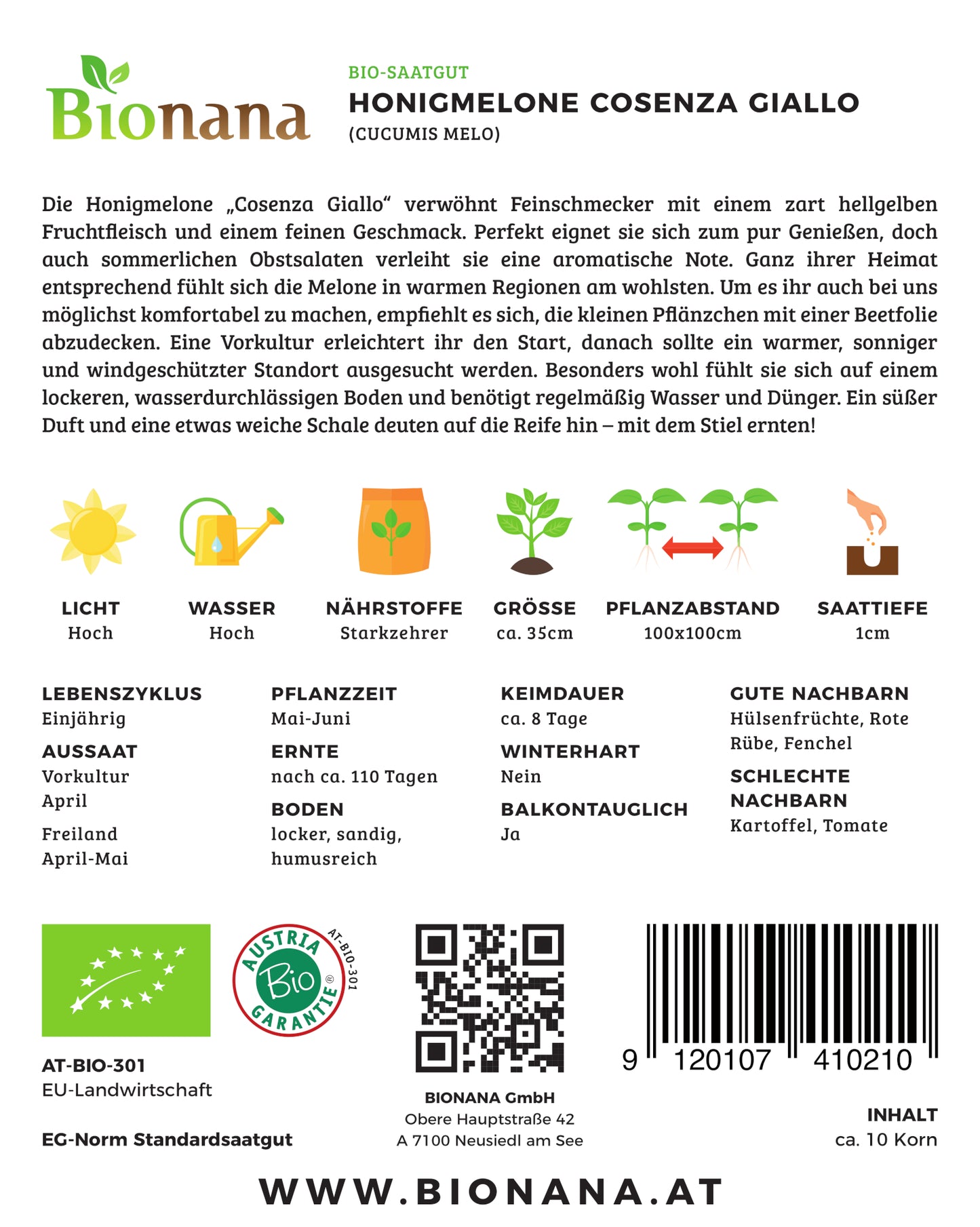 Honigmelone Cosenza Giallo | BIO Honigmelonensamen von Bionana