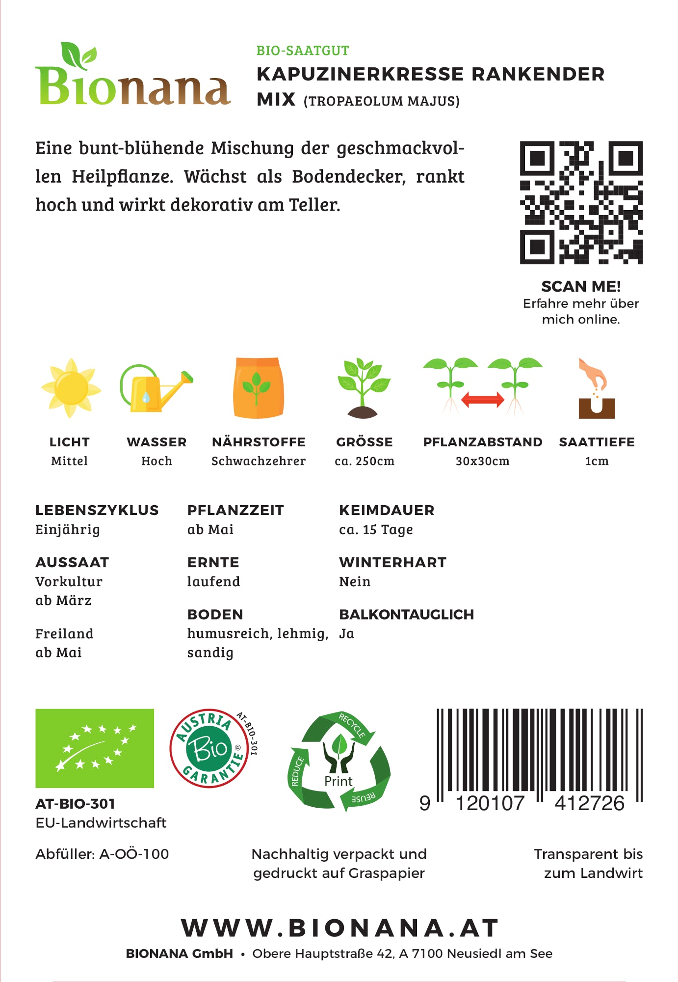 Kapuzinerkresse Mix | BIO Kapuzinerkressesamen von Bionana