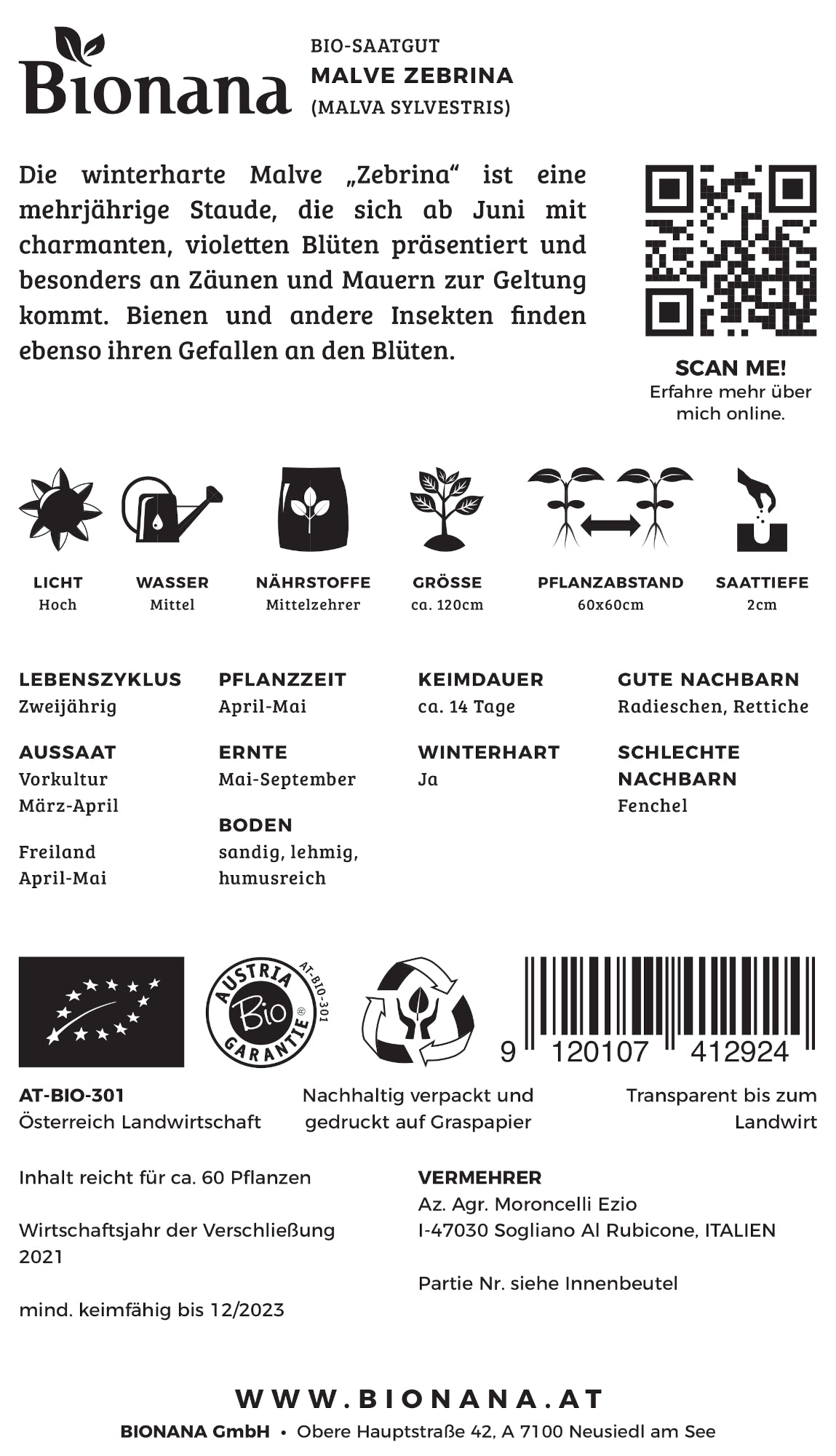 Malve Zebrina | BIO Malvensamen von Bionana