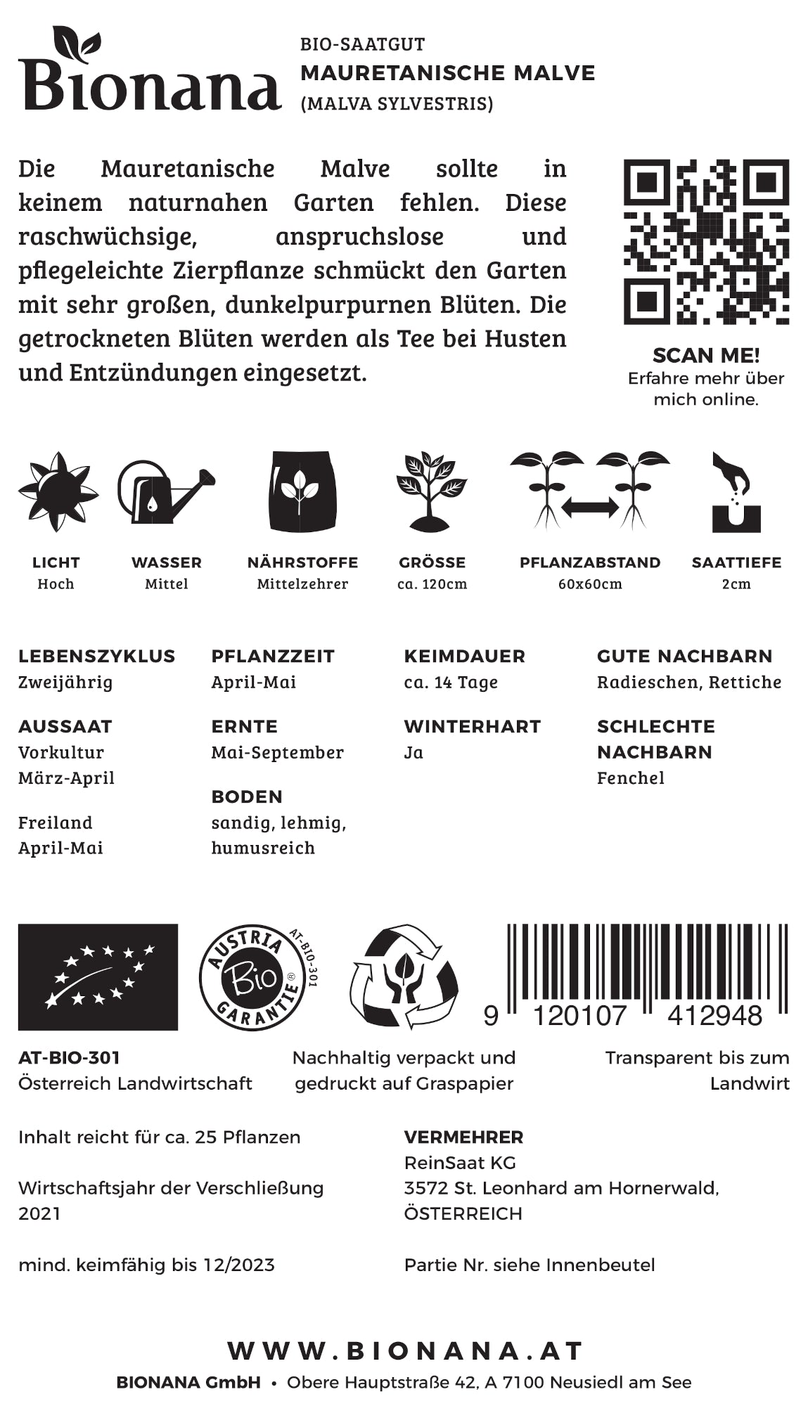 Mauretanische Malve | BIO Malvensamen von Bionana