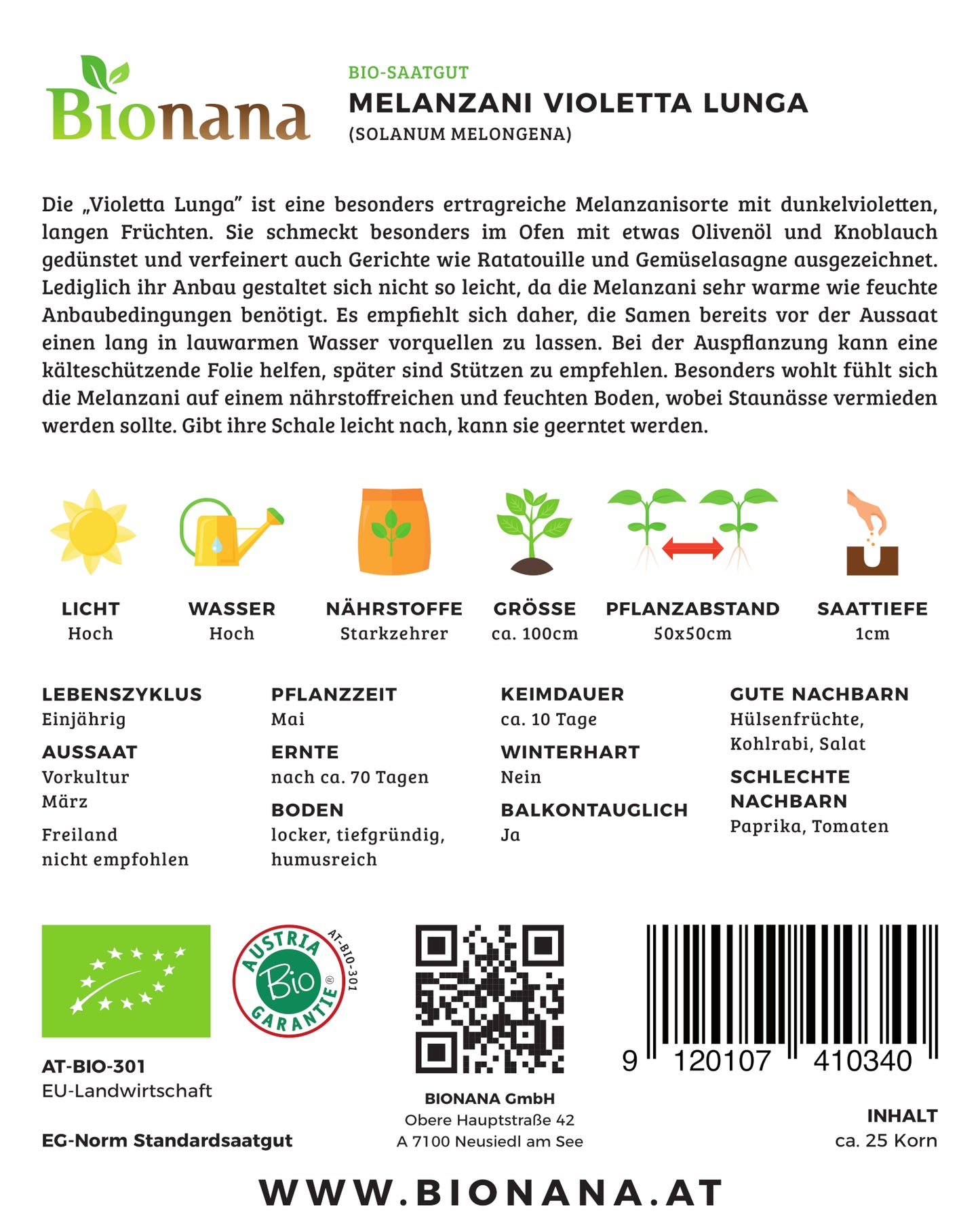 Aubergine Violetta Lunga | BIO Auberginensamen von Bionana