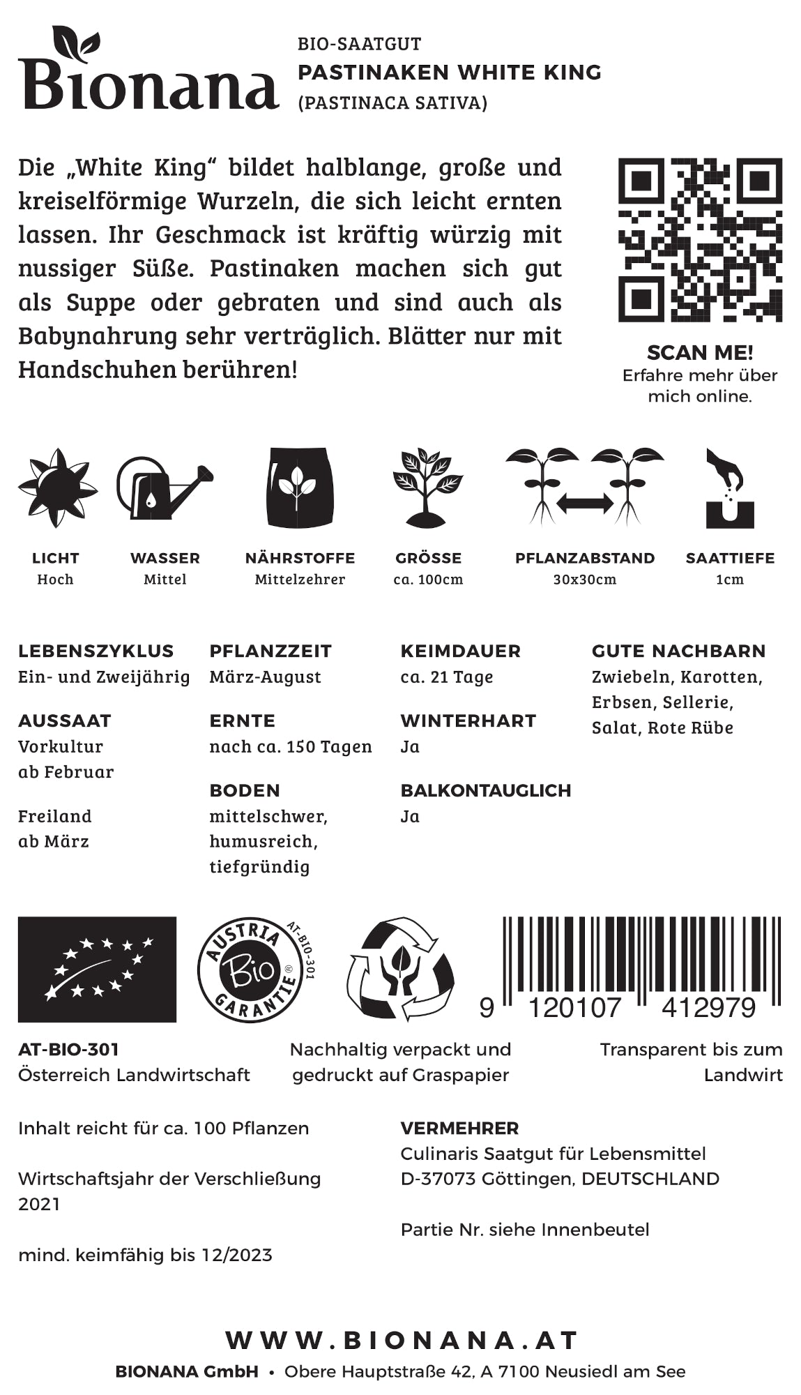 Pastinaken White King | BIO Pastinakensamen von Bionana