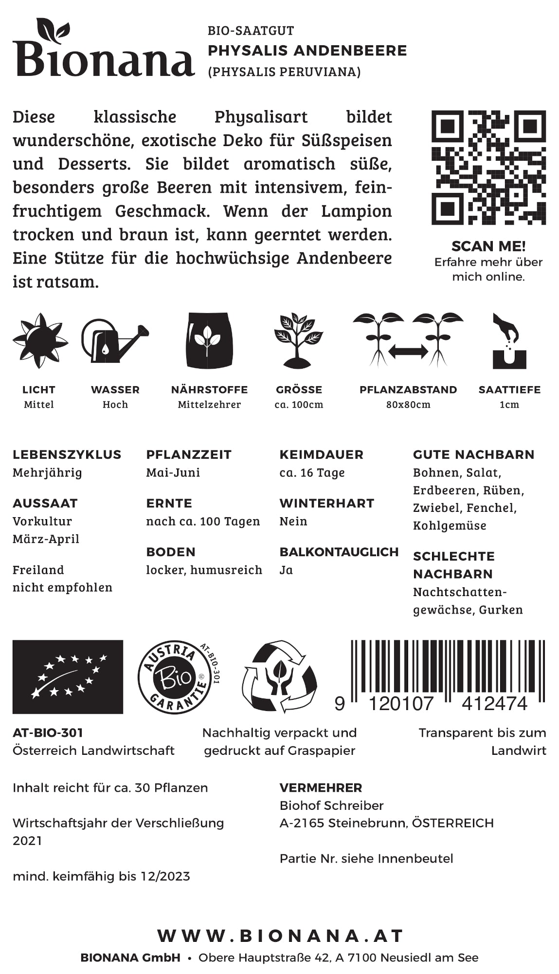 Physalis Andenbeere | BIO Andenbeerensamen von Bionana