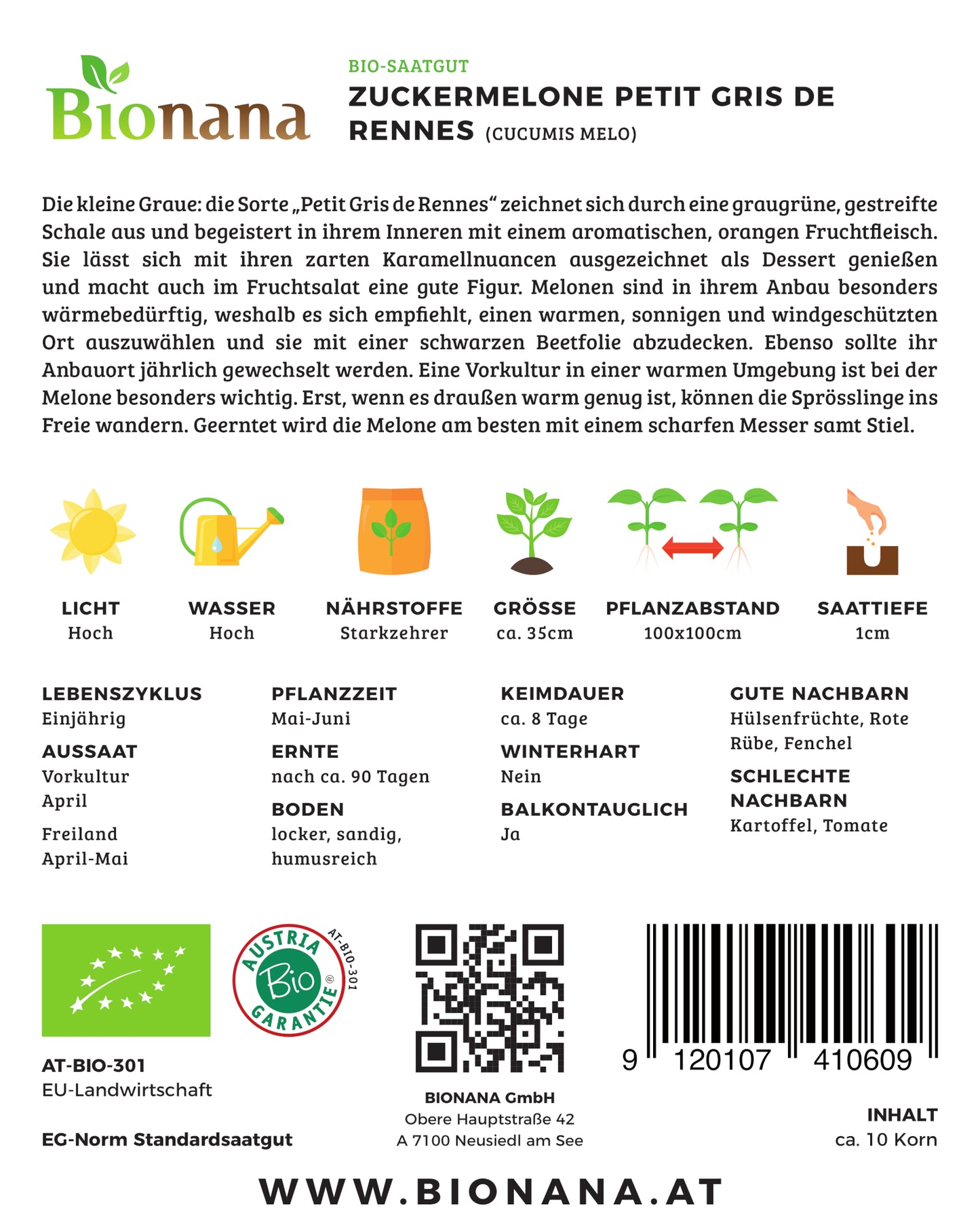 Zuckermelone Petit Gris de Rennes | BIO Zuckermelonensamen von Bionana