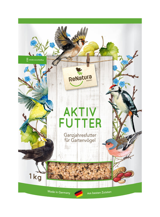 Ganzjahres Aktiv-Futter (1 kg) | Gartenvogelfutter von ReNatura