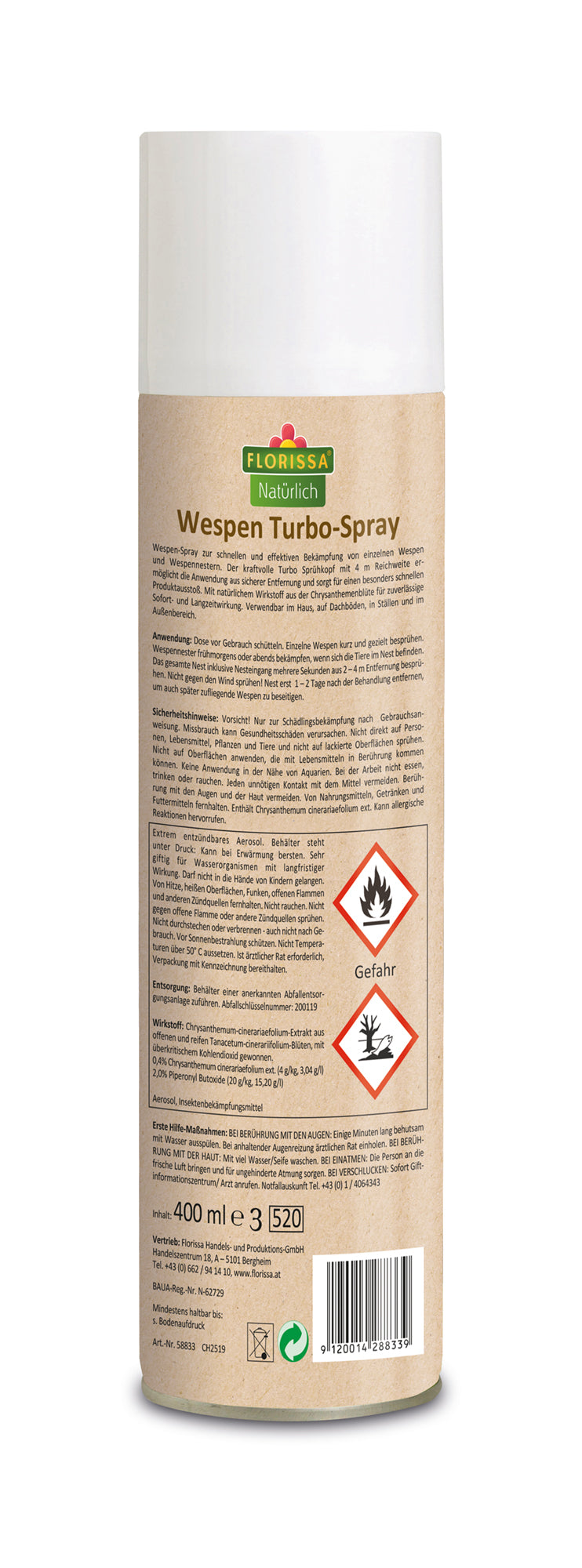 Wespen Turbo-Spray (400 ml) | Fallen und Fernhaltemittel von Florissa