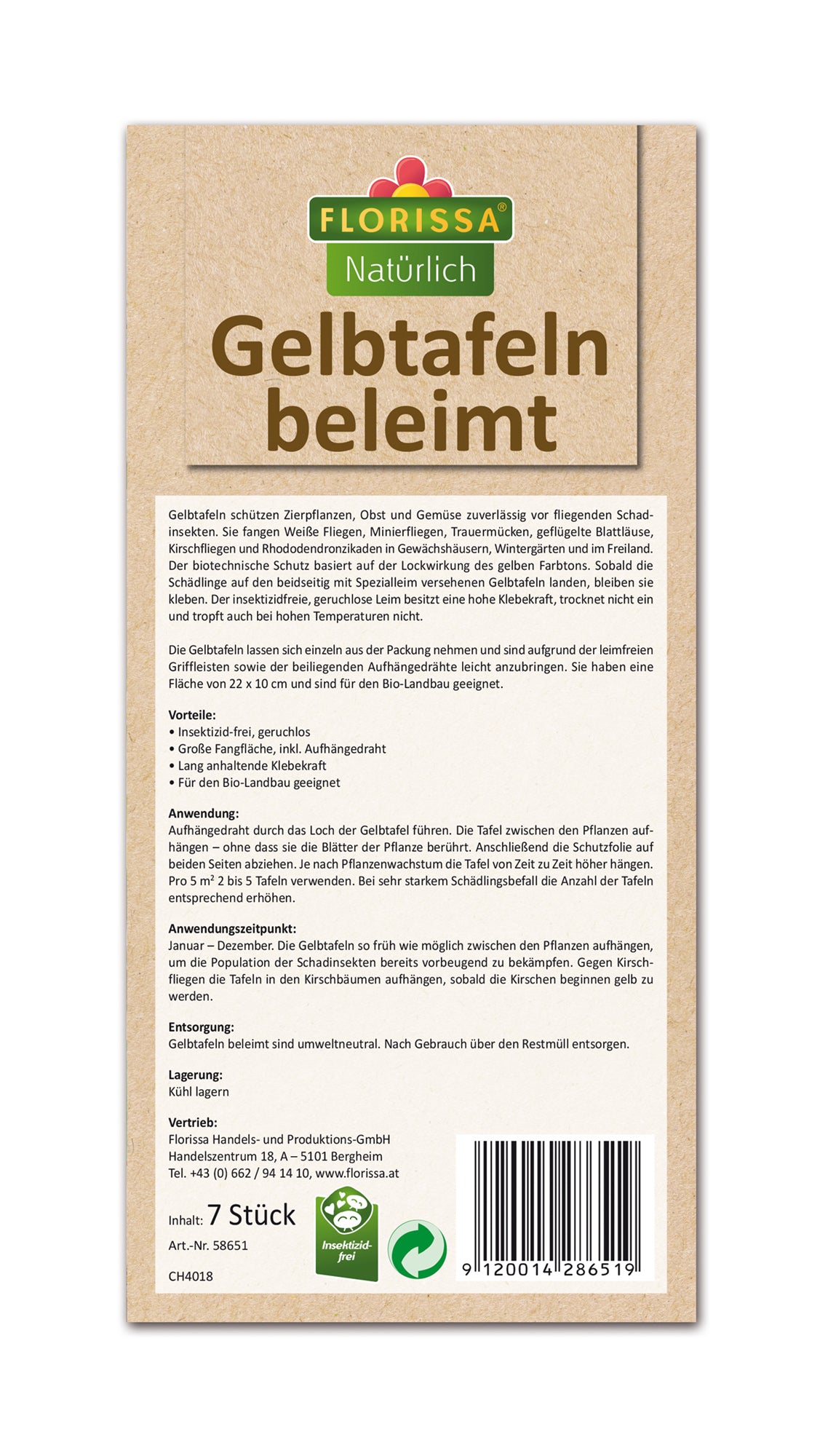 Gelbtafeln beleimt (7 Stück) | Fallen und Fernhaltemittel von Florissa