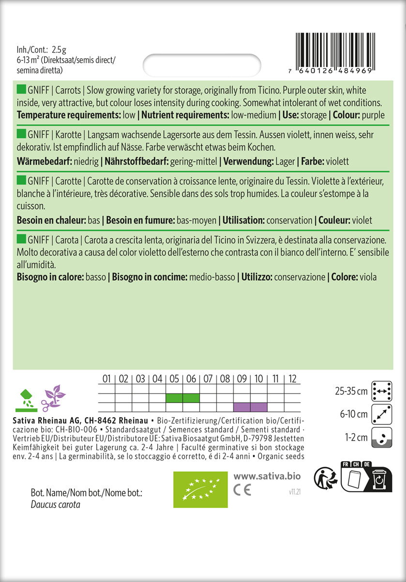 Artikelbild 2 von "BIO Möhre Gniff [MHD 12/2025]" aus der Kategorie Möhrensamen