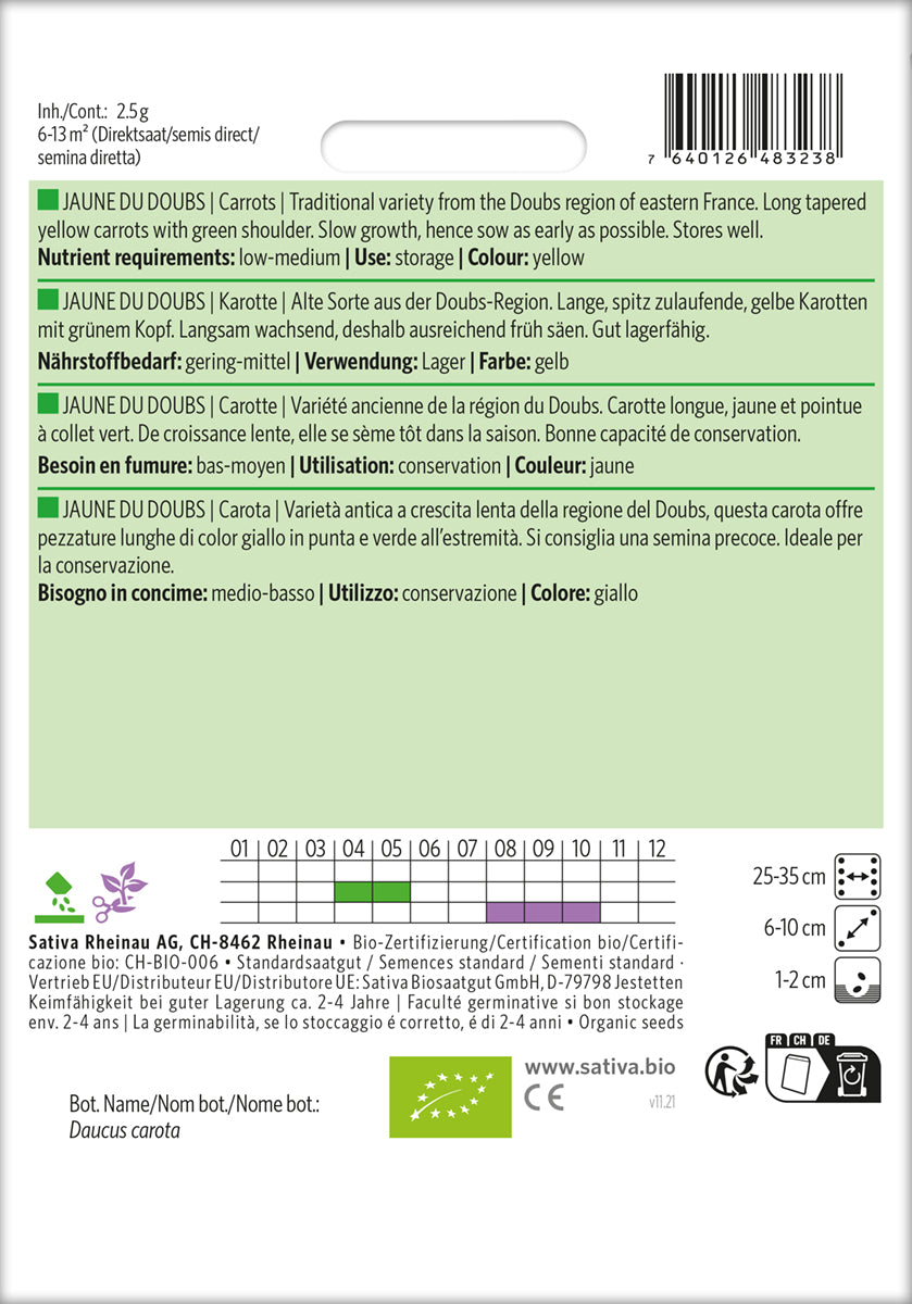 Artikelbild 2 von "BIO Möhre Jaune Du Doubs [MHD 12/2025]" aus der Kategorie Möhrensamen