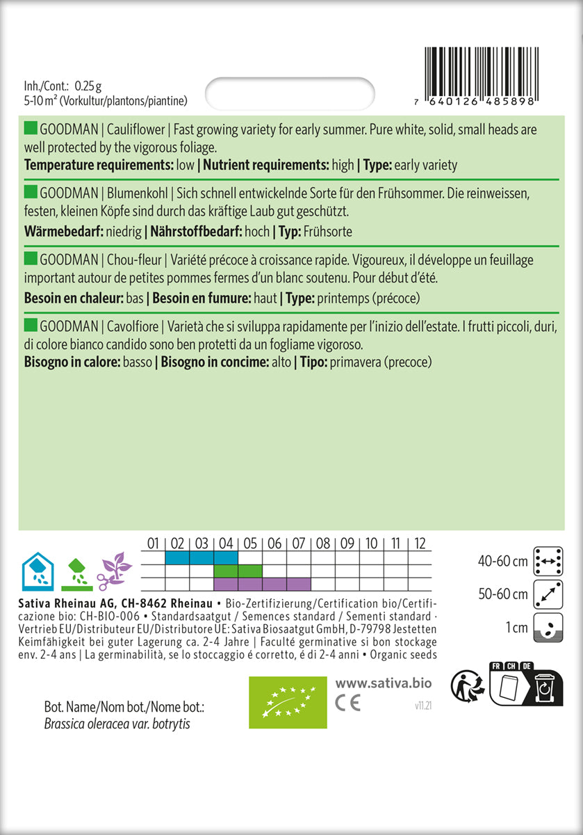 Artikelbild 2 von "BIO Blumenkohl Goodman [MHD 12/2025]" aus der Kategorie Blumenkohlsamen