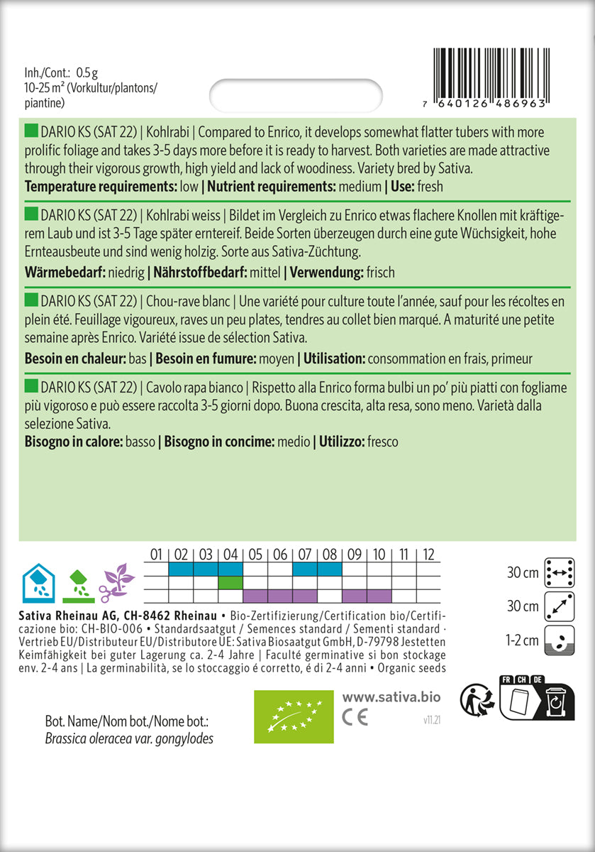 Artikelbild 2 von "BIO Kohlrabi weiss Auslese Früh [MHD 12/2025]" aus der Kategorie Kohlrabisamen