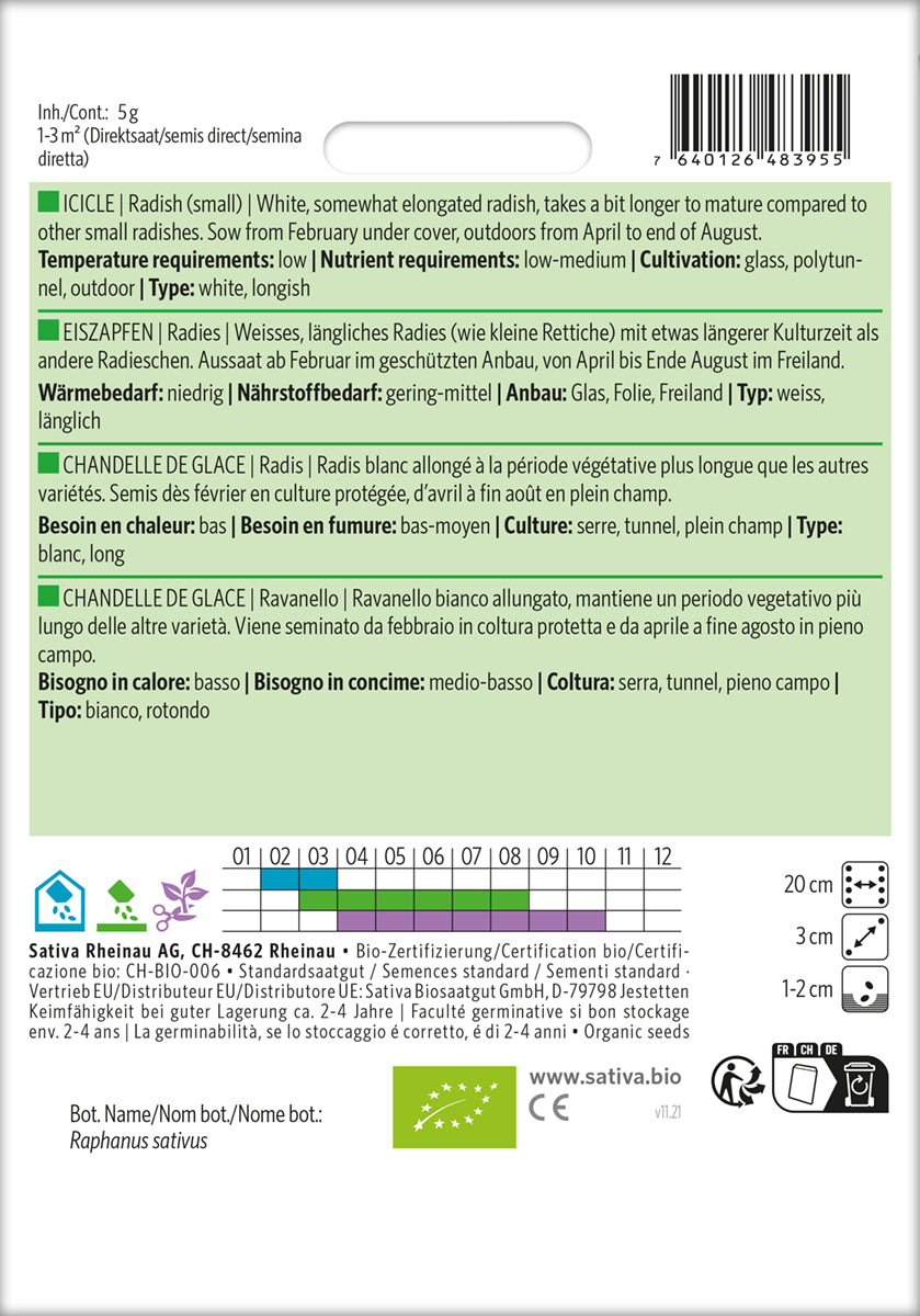 Artikelbild 2 von "BIO Radies Eiszapfen [MHD 12/2025]" aus der Kategorie Radieschensamen