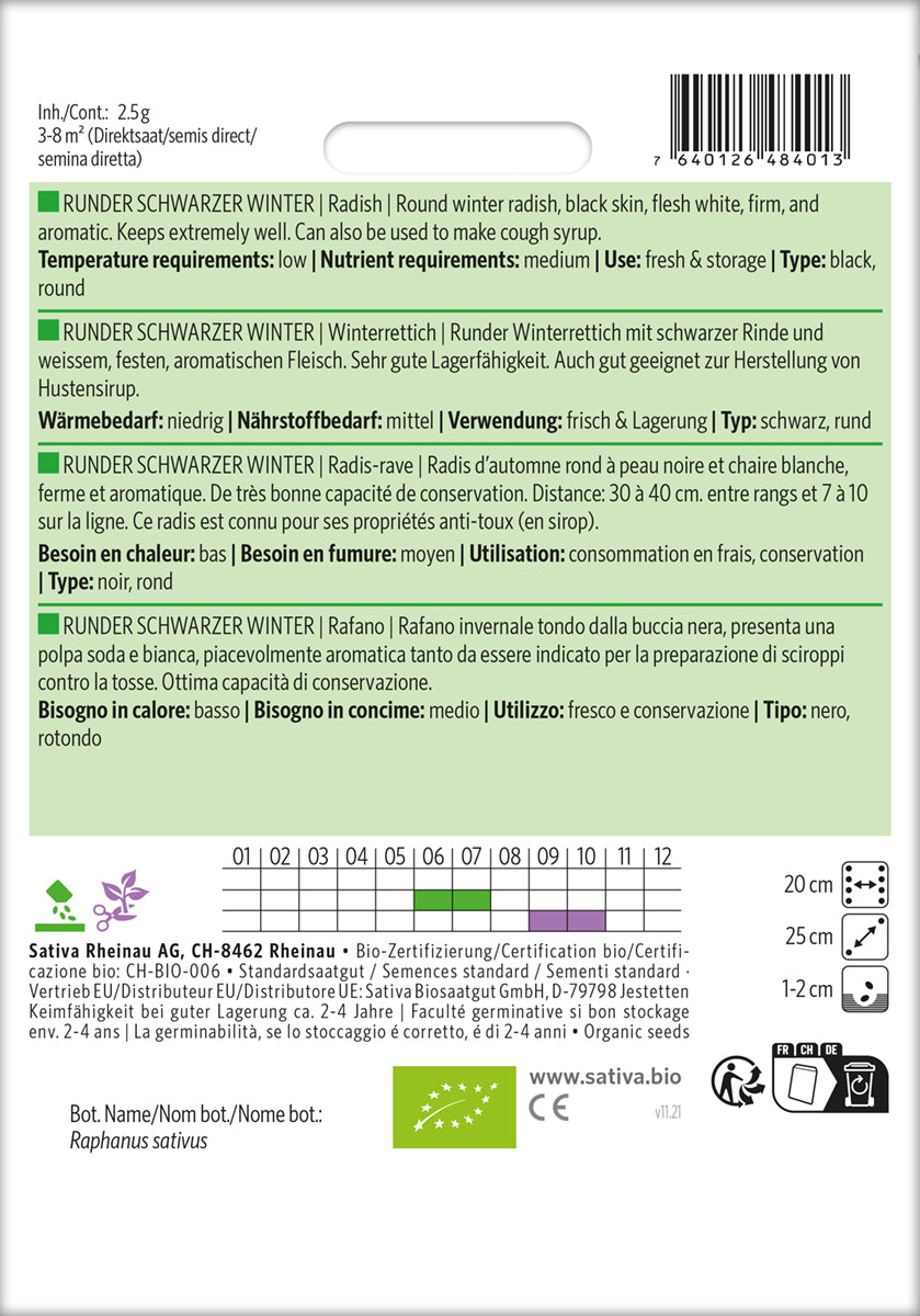 Artikelbild 2 von "BIO Winterrettich Runder Schwarzer Winter" aus der Kategorie Rettichsamen