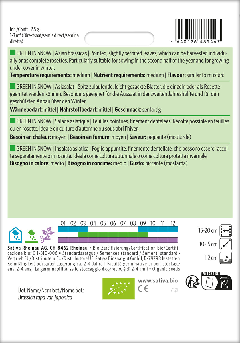 Artikelbild 2 von "BIO Asiasalat Green In Snow [MHD 12/2021]" aus der Kategorie Asiasalatsamen