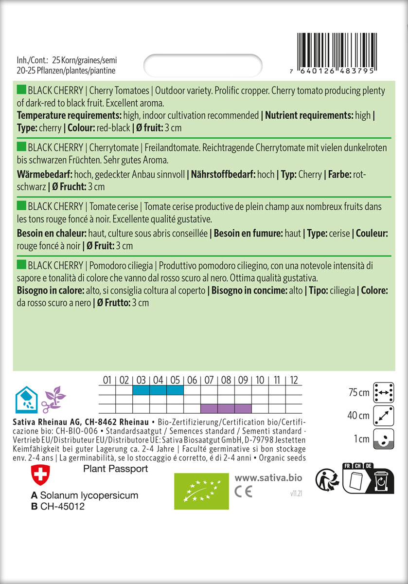 Artikelbild 2 von "BIO Cherrytomate Black Cherry [MHD 12/2025]" aus der Kategorie Kirschtomatensamen