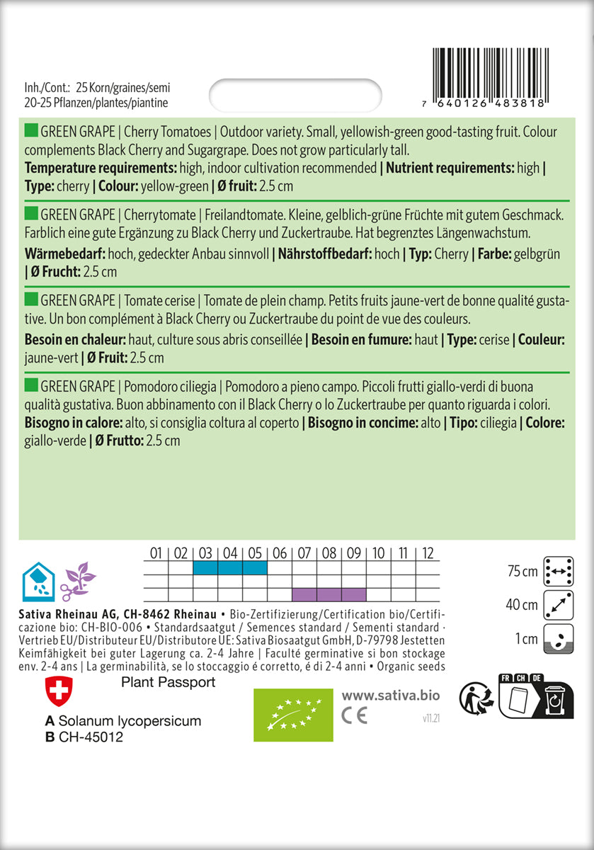 Artikelbild 2 von "BIO Cherrytomate Green Grape" aus der Kategorie Kirschtomatensamen