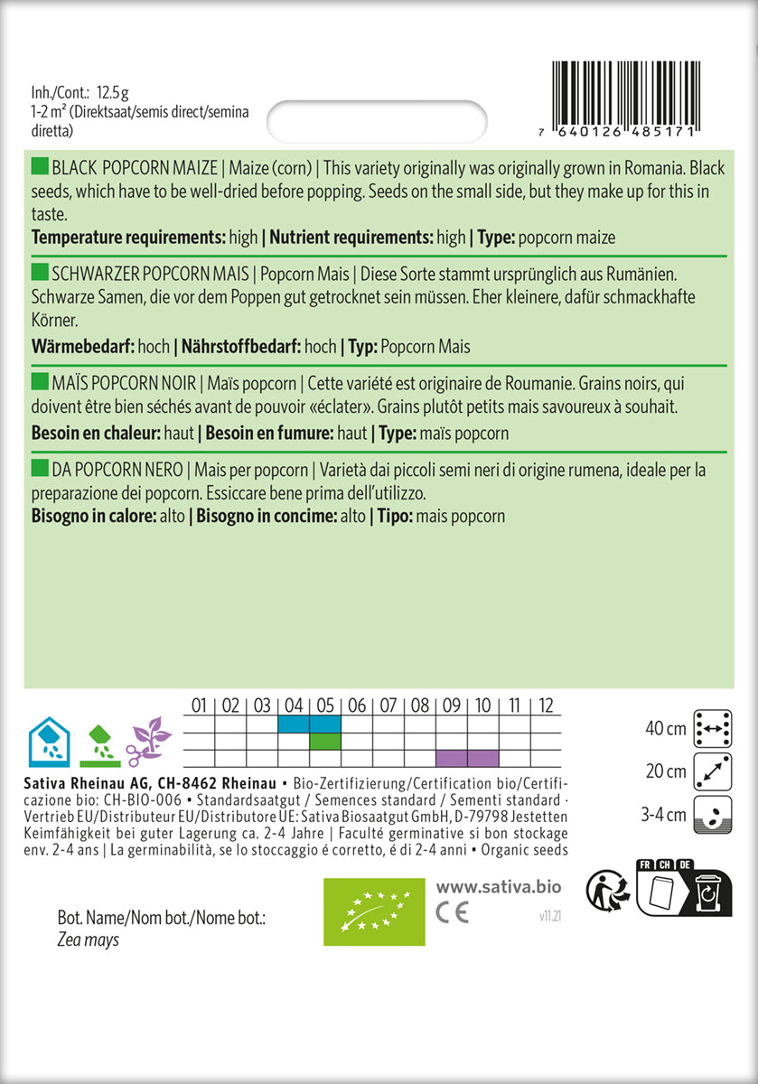 Artikelbild 2 von "BIO Popcorn Mais Schwarzer [MHD 12/2025]" aus der Kategorie Maissamen