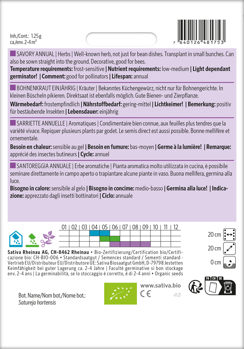 Artikelbild 2 von "BIO Bohnenkraut Einjährig [MHD 12/2024]" aus der Kategorie Bohnenkrautsamen