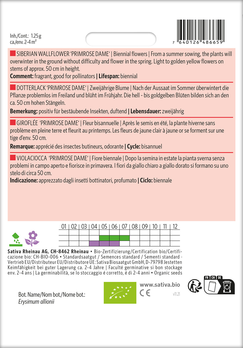 Artikelbild 2 von "Bio-Dotterlack 'Primrose Dame'" aus der Kategorie Blumensamen
