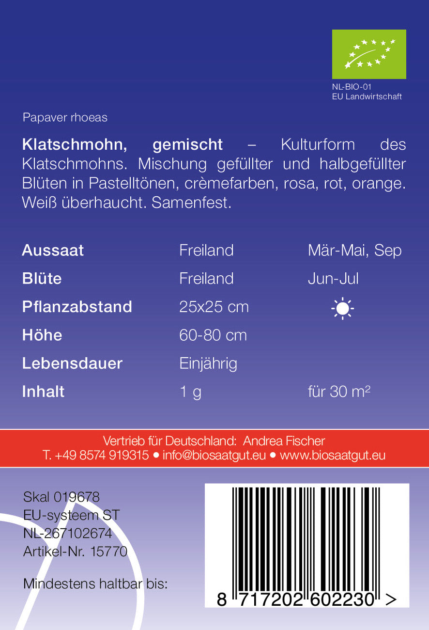 Artikelbild 2 von "BIO Klatschmohn gemischt" aus der Kategorie Mohnsamen