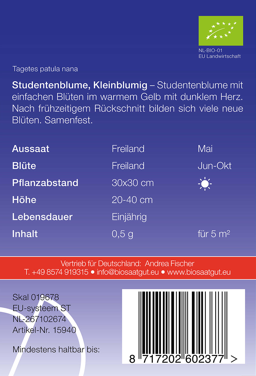 Artikelbild 2 von "BIO Studentenblume kleinblütig" aus der Kategorie Studentenblumensamen