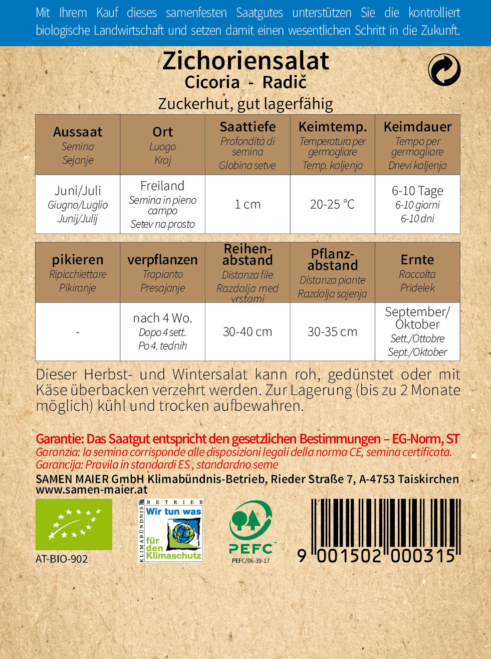 Artikelbild 2 von "BIO Zichoriensalat Zuckerhut" aus der Kategorie Zuckerhutsamen