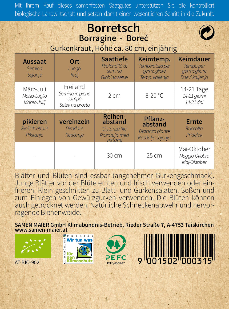 Artikelbild 2 von "BIO Borretsch" aus der Kategorie Borretschsamen