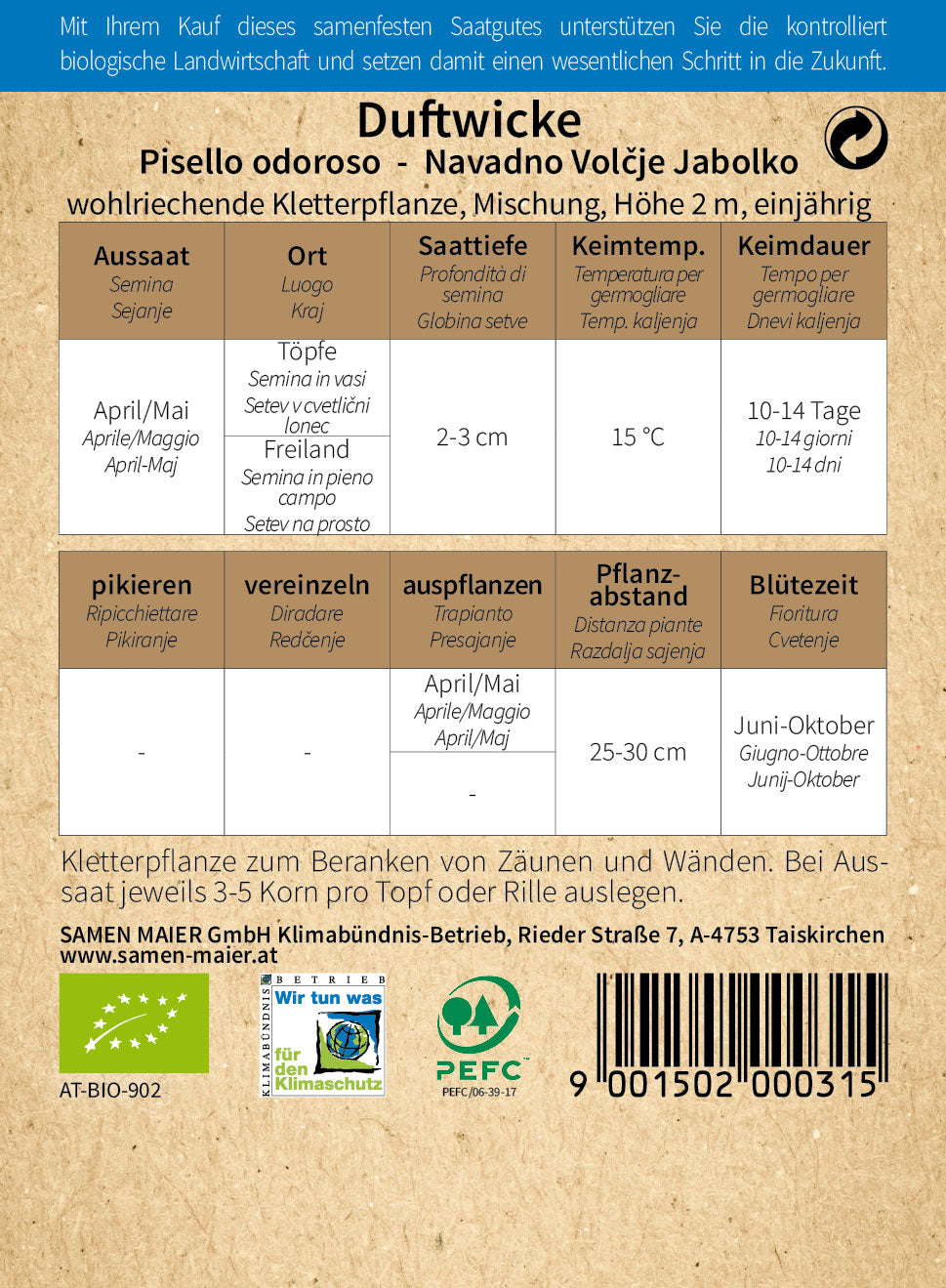 Artikelbild 2 von "Bio-Duftwicke Mischung" aus der Kategorie Wickensamen