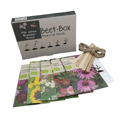 Artikelbild 1 von "BIO Beet-Box "Für einen Blumengruß"" aus der Kategorie Blumensamen-Sets