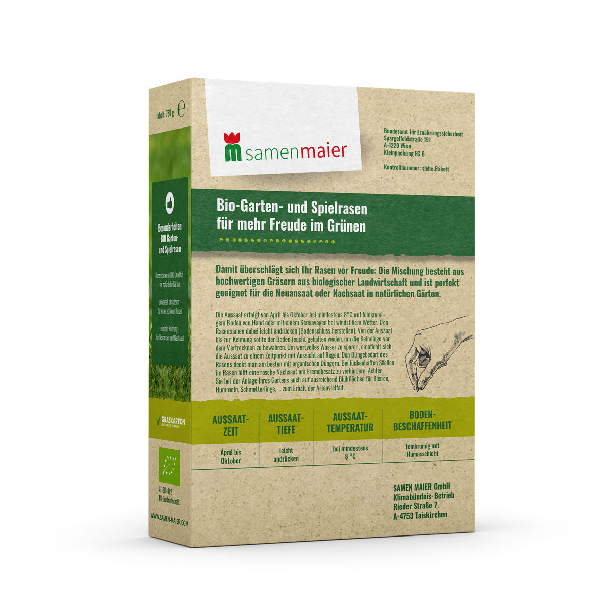 Artikelbild 2 von "Bio-Gartenrasen Purzelbaum 750 g" aus der Kategorie Rasensamen