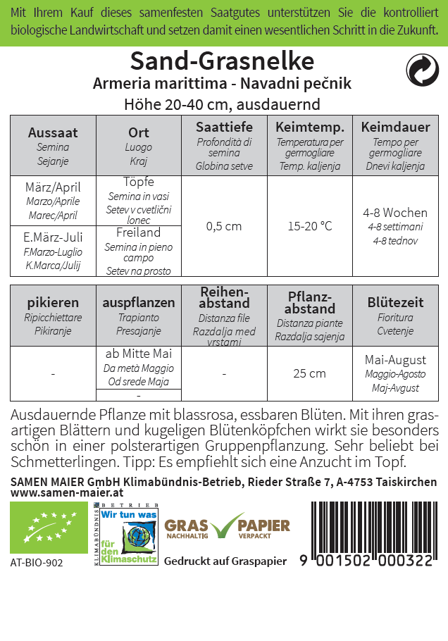 Artikelbild 2 von "BIO Wildblüte Sand - Grasnelke" aus der Kategorie Nelkensamen