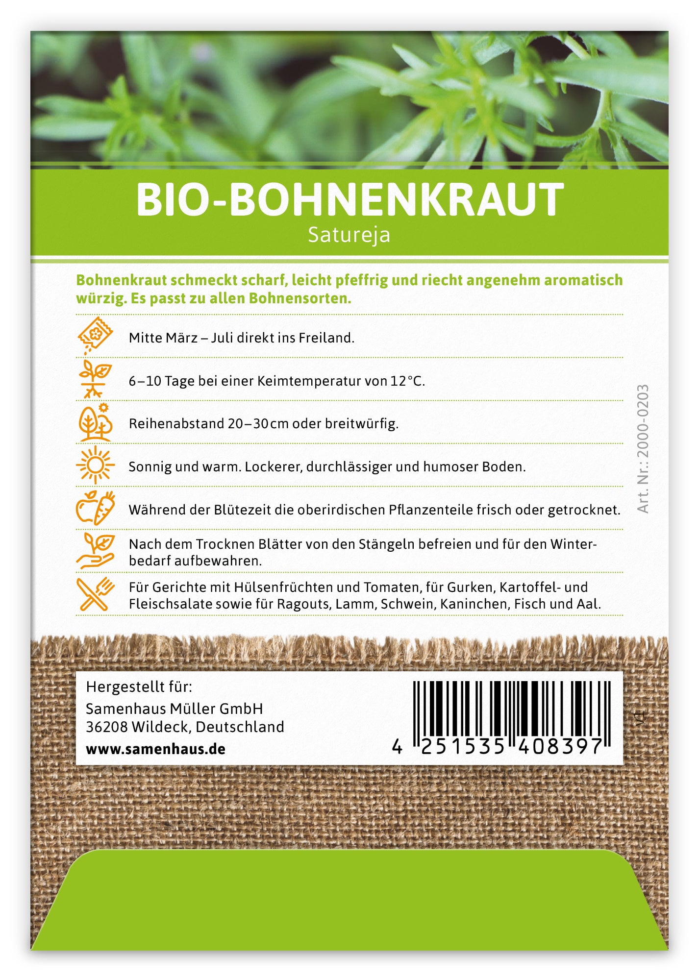 Artikelbild 2 von "BIO Bohnenkraut" aus der Kategorie Bohnenkrautsamen