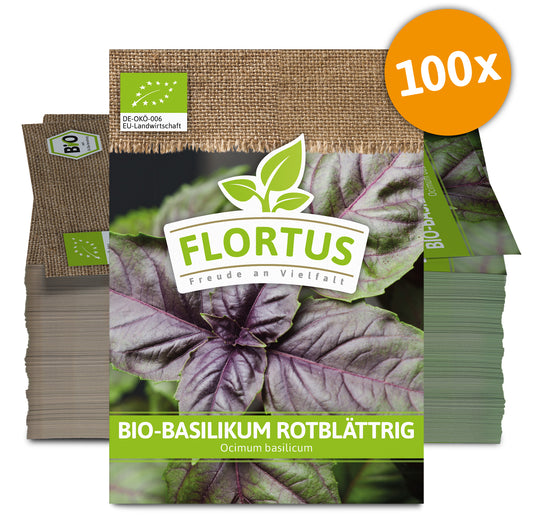 Basilikum rotblättrig (100 Tütchen) | BIO Basilikumsamen von FLORTUS