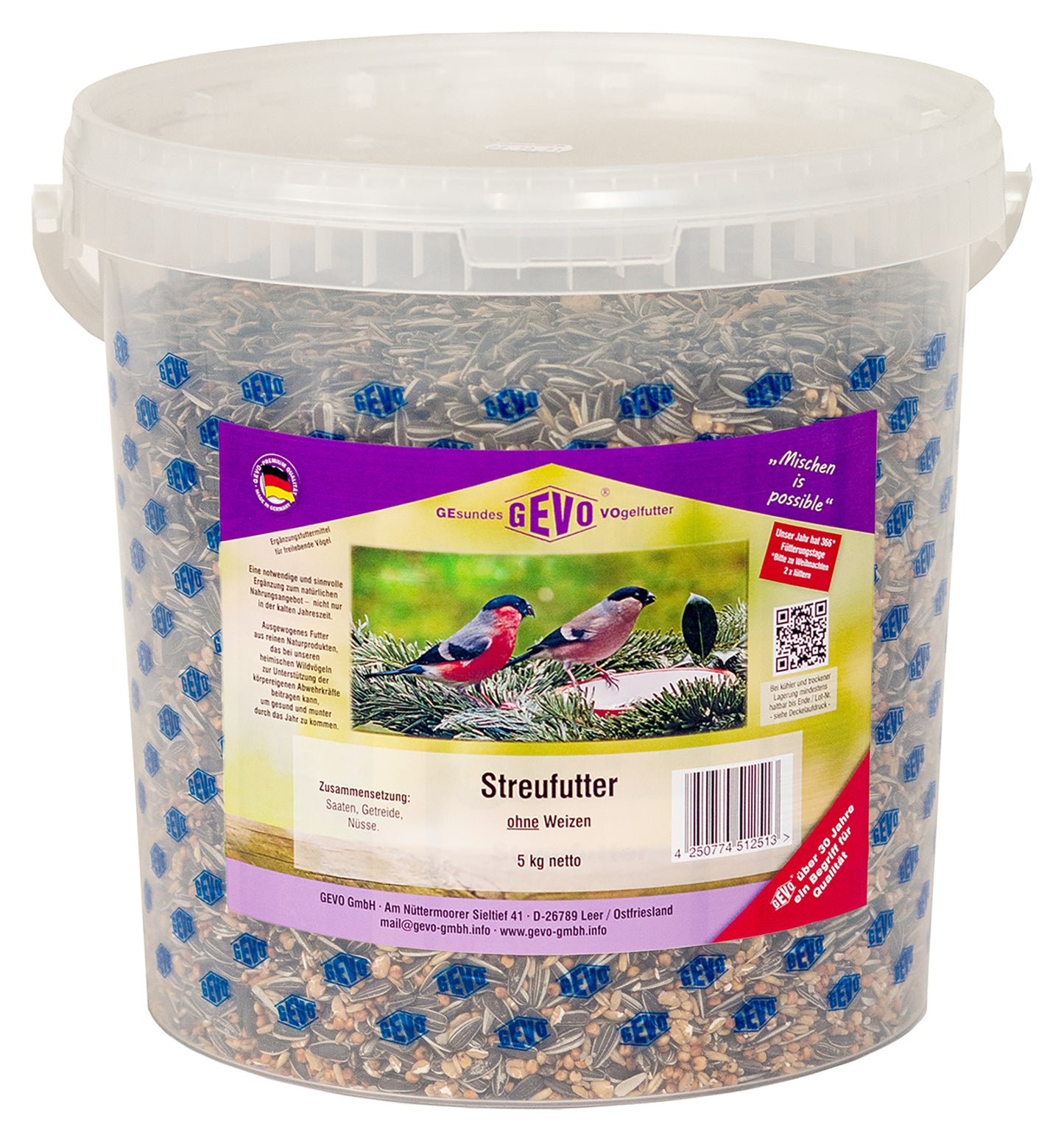 Artikelbild 1 von "Streufutter ohne Weizen (5 kg im Eimer)" aus der Kategorie Gartenvogelfutter