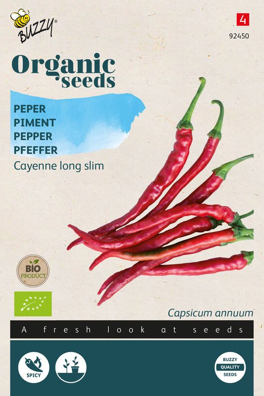 Pfeffer Cayenne long slim | BIO Chilisamen von Buzzy Seeds