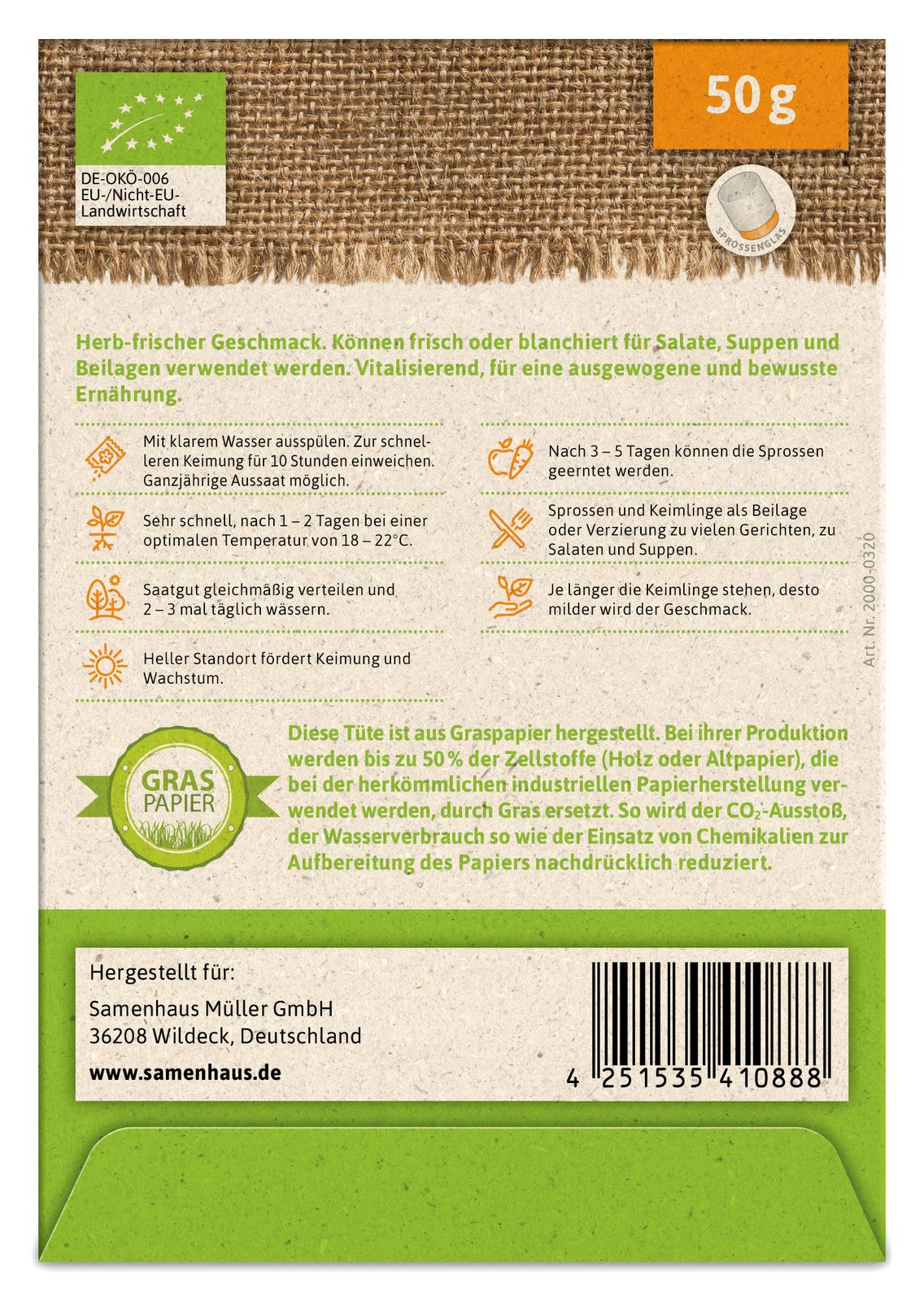 Keimsprossen Alfalfa | BIO Keimsprossen von FLORTUS