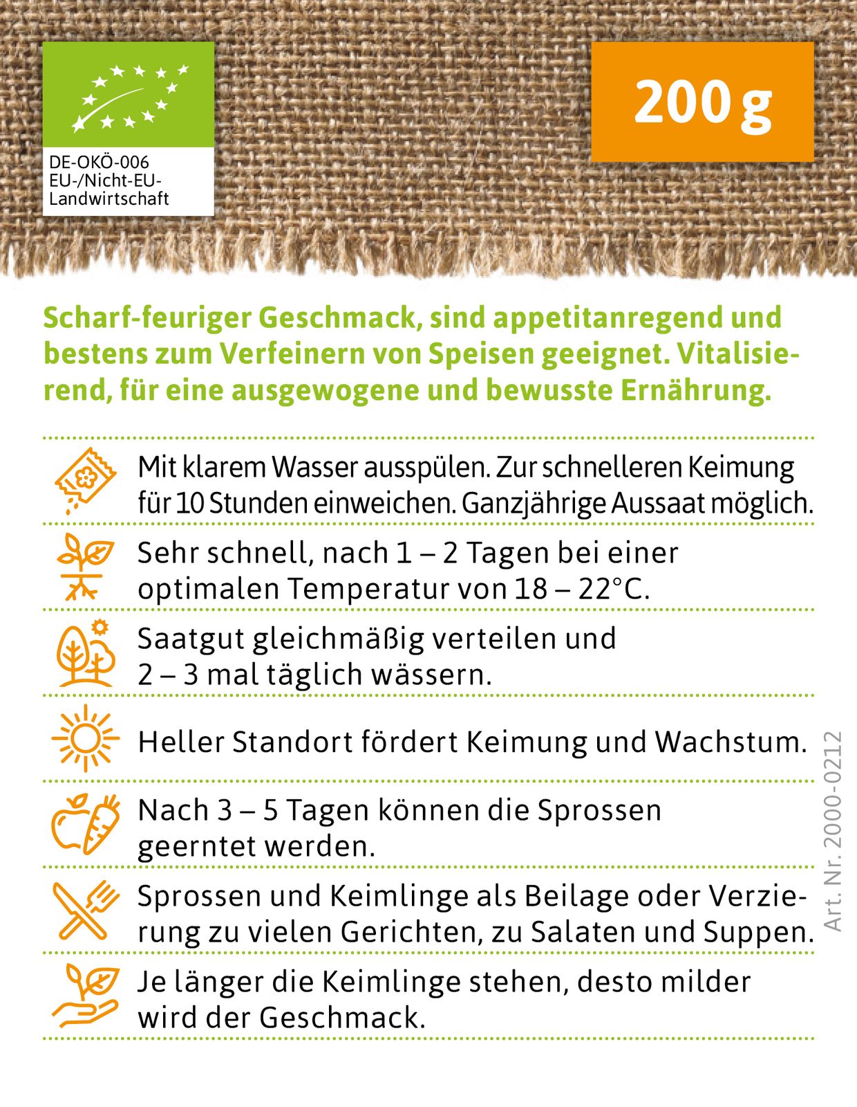 Keimsprossen Daikon-Rettich | BIO Keimsprossen von FLORTUS