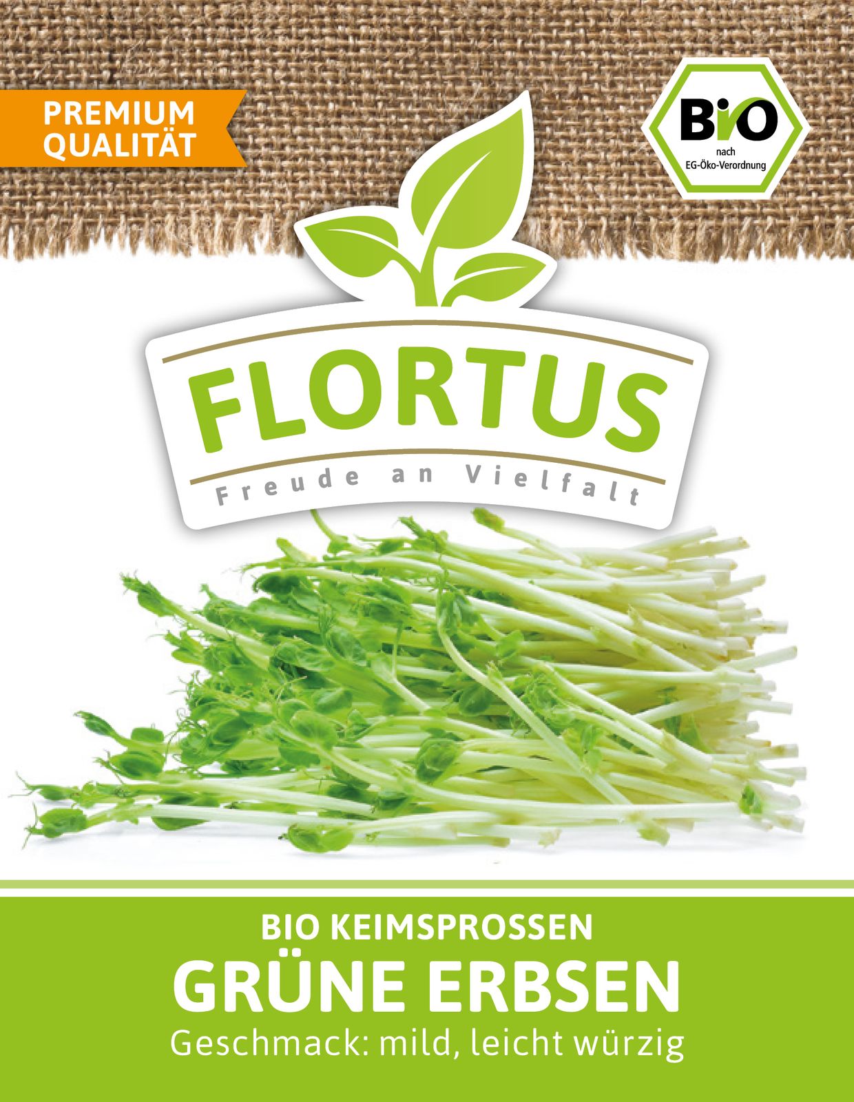 Keimsprossen Grüne Erbse | BIO Keimsprossen von FLORTUS