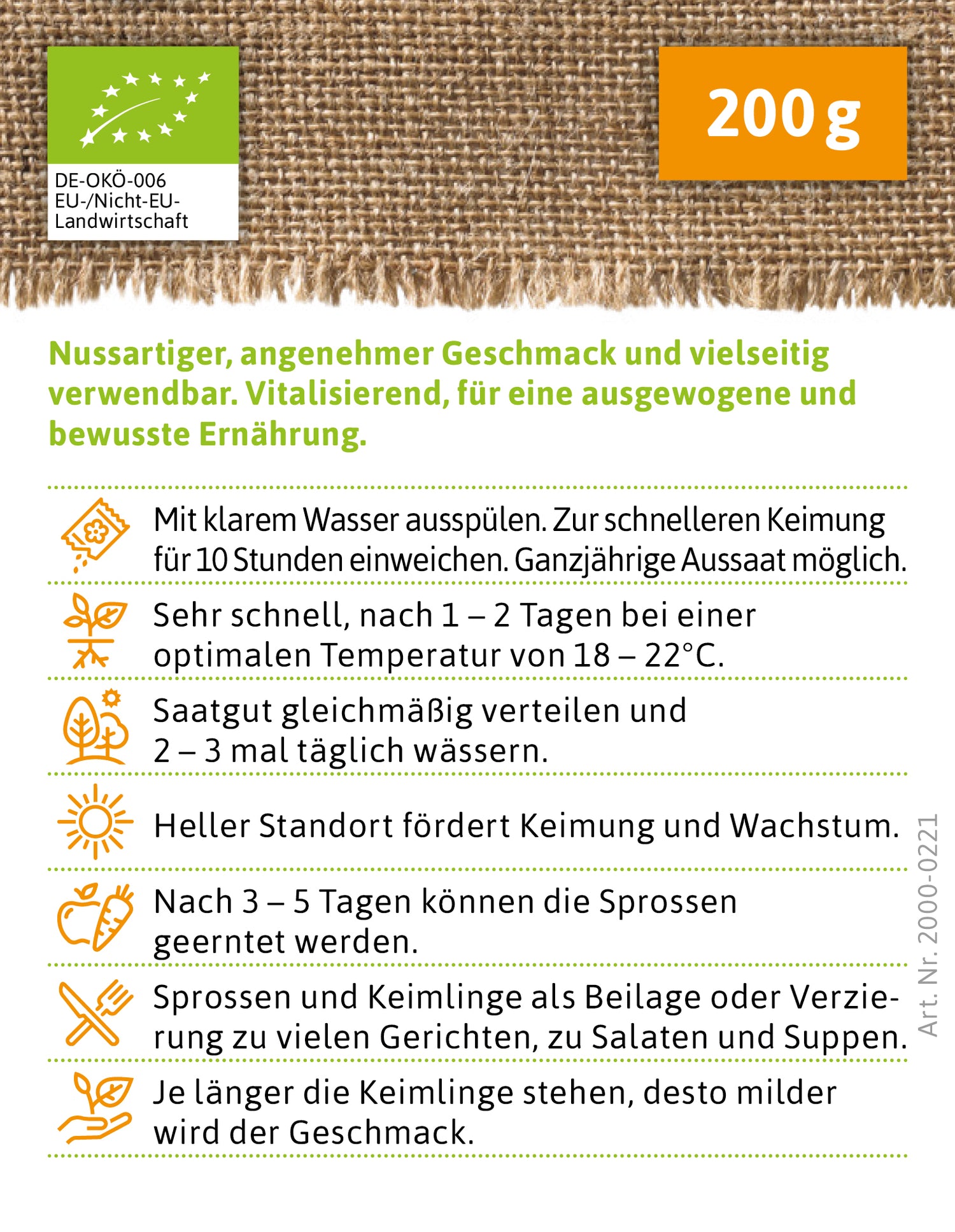 Artikelbild 3 von "BIO Keimsprossen Kichererbse (200 g)" aus der Kategorie Keimsprossen