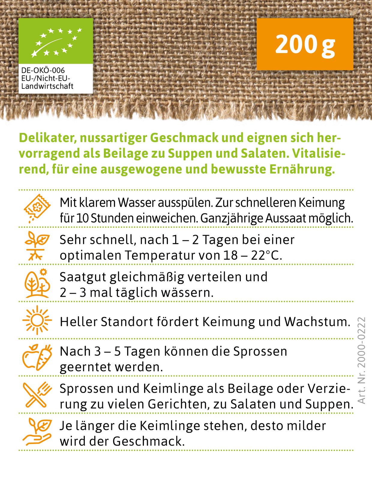 Keimsprossen Linse | BIO Keimsprossen von FLORTUS