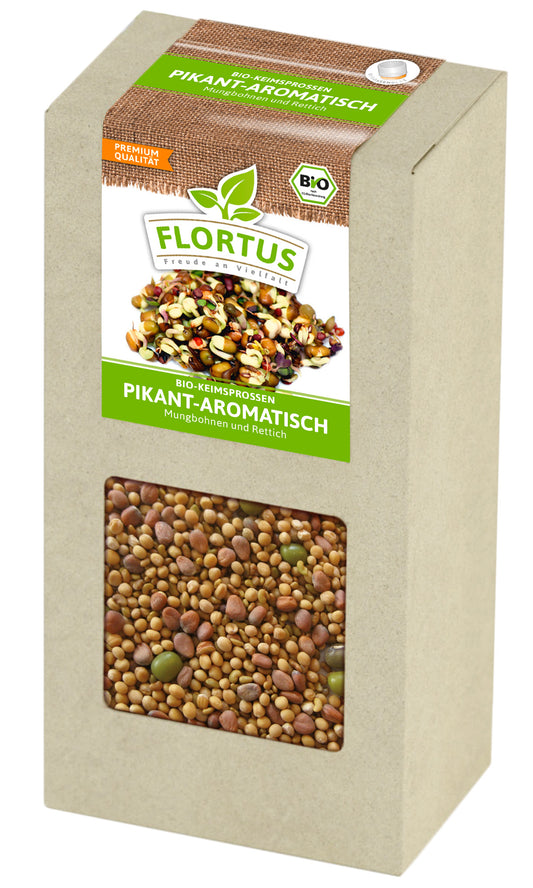 Keimsprossen Pikant-Aromatisch (Mungbohnen und Rettich) (200 g) | BIO Keimsprossen von FLORTUS